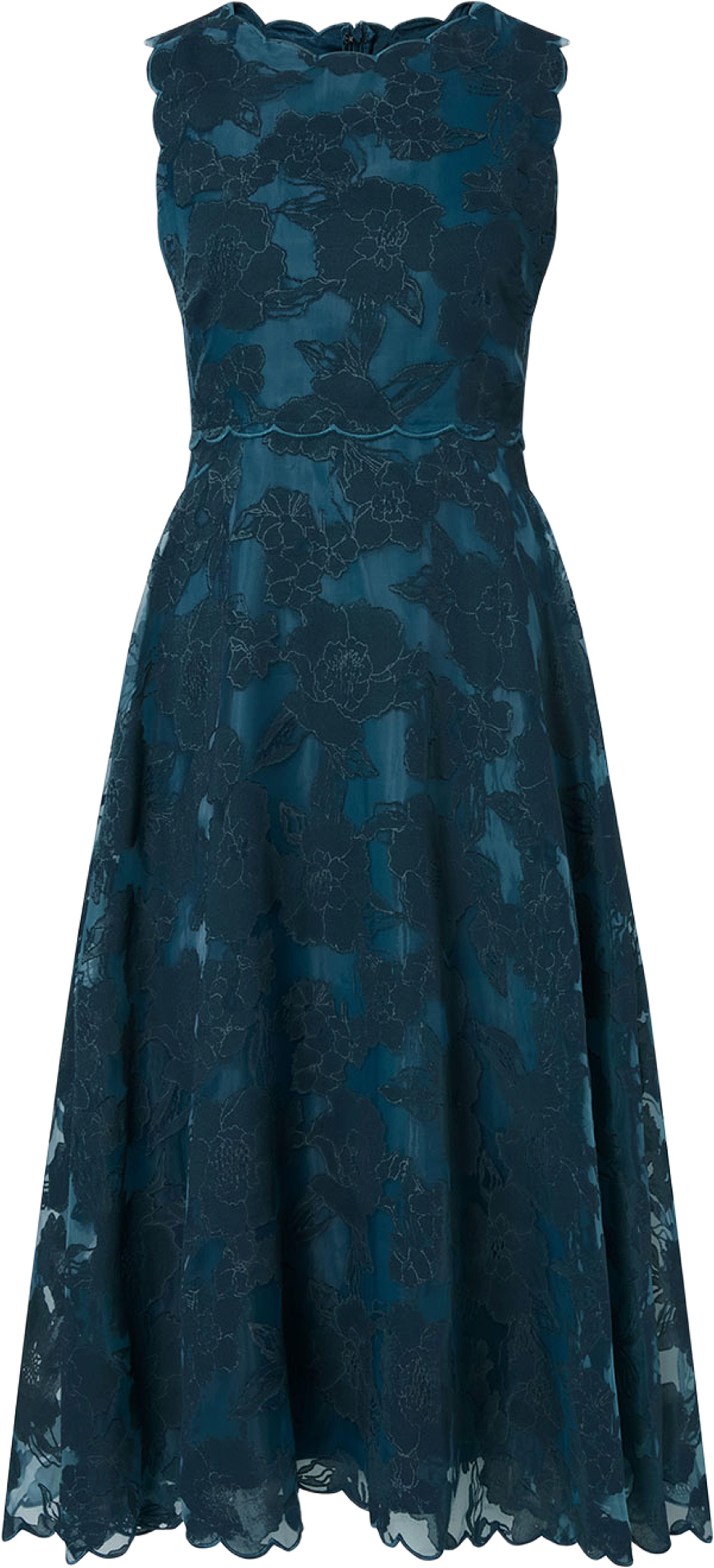 Elin Round Neck Lace Midi Dress, från Malina, i färgen Teal. Klicka för att öppna bilden i stort format