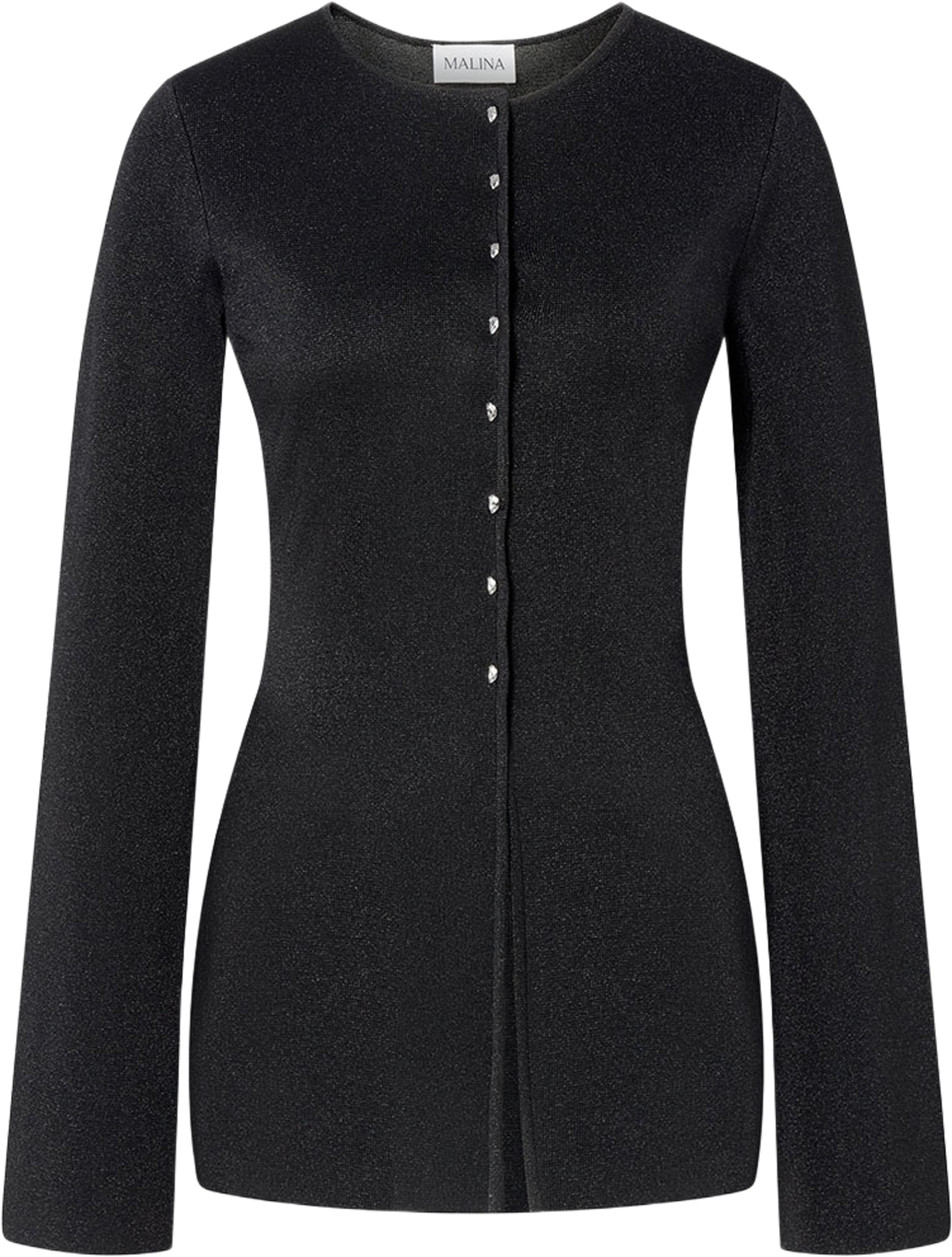 Azra Metallic Milano Knitted Cardigan, från Malina, i färgen Black. Klicka för att öppna bilden i stort format