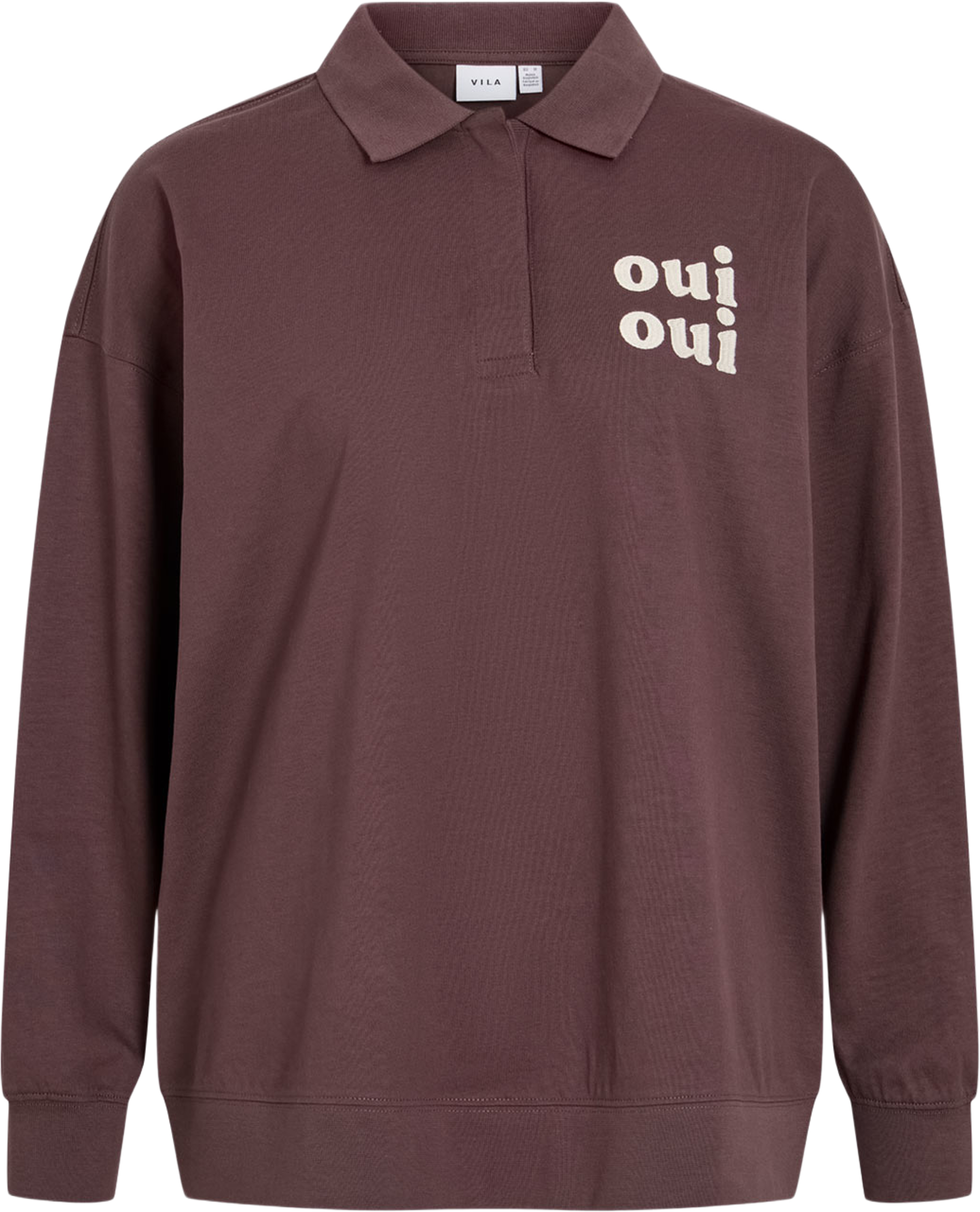 Vimonie Collar Top, från Vila, i färgen Raisin Emb - Birch. Klicka för att öppna bilden i stort format
