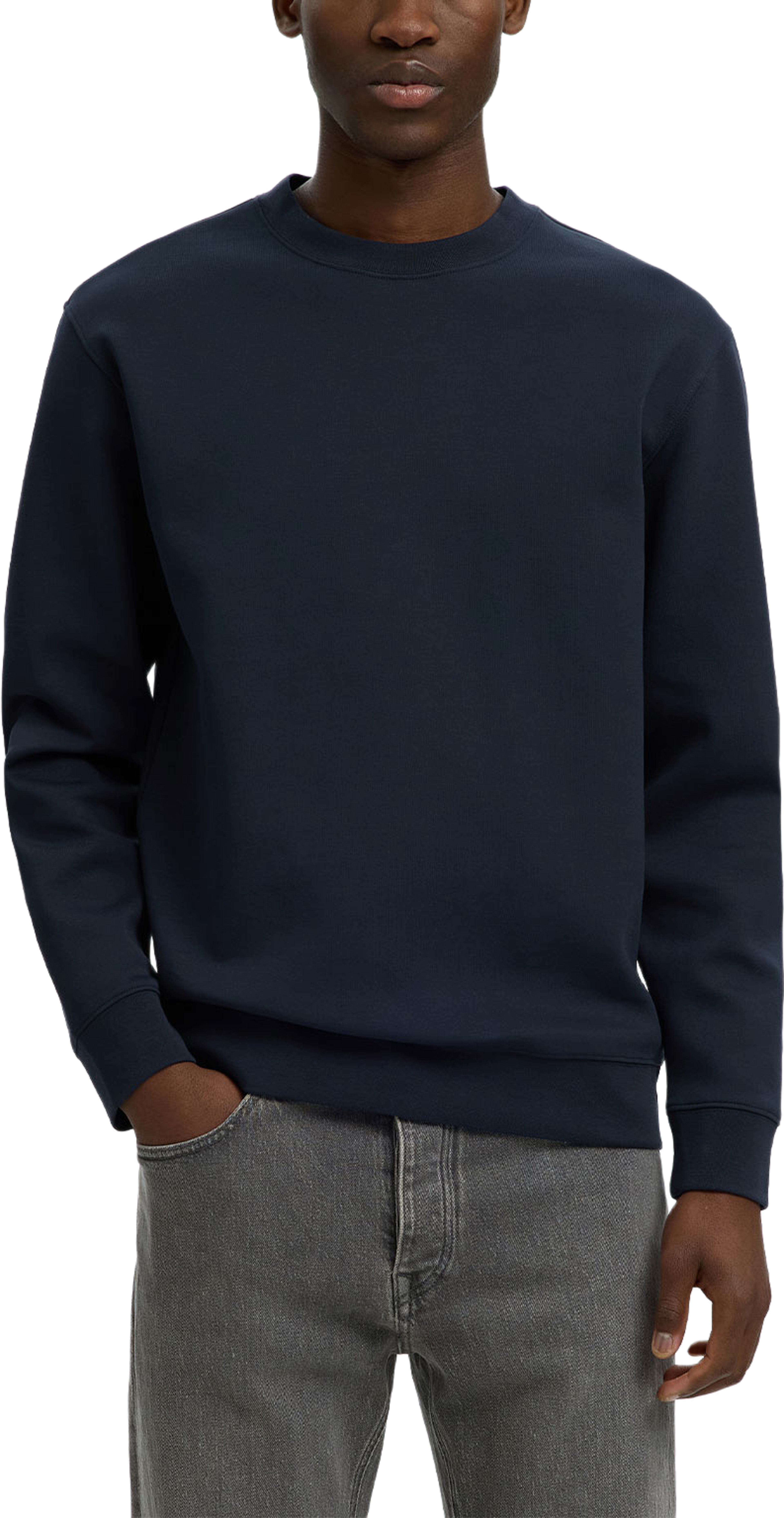 Tom Soft Crew Neck Sweatshirt, från Selected, i färgen Sky Captain. Klicka för att öppna bilden i stort format
