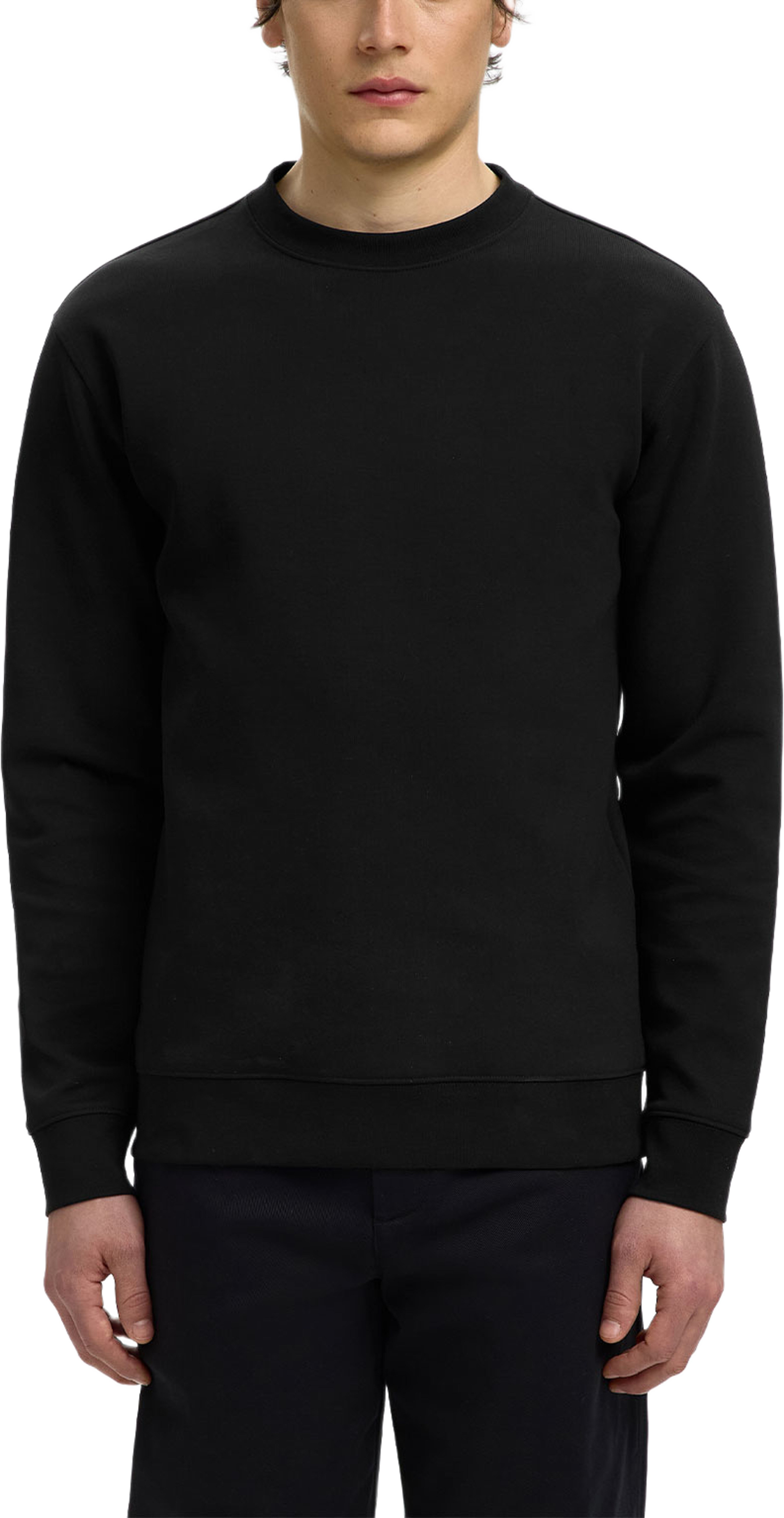 Tom Soft Crew Neck Sweatshirt, från Selected, i färgen Black. Klicka för att öppna bilden i stort format