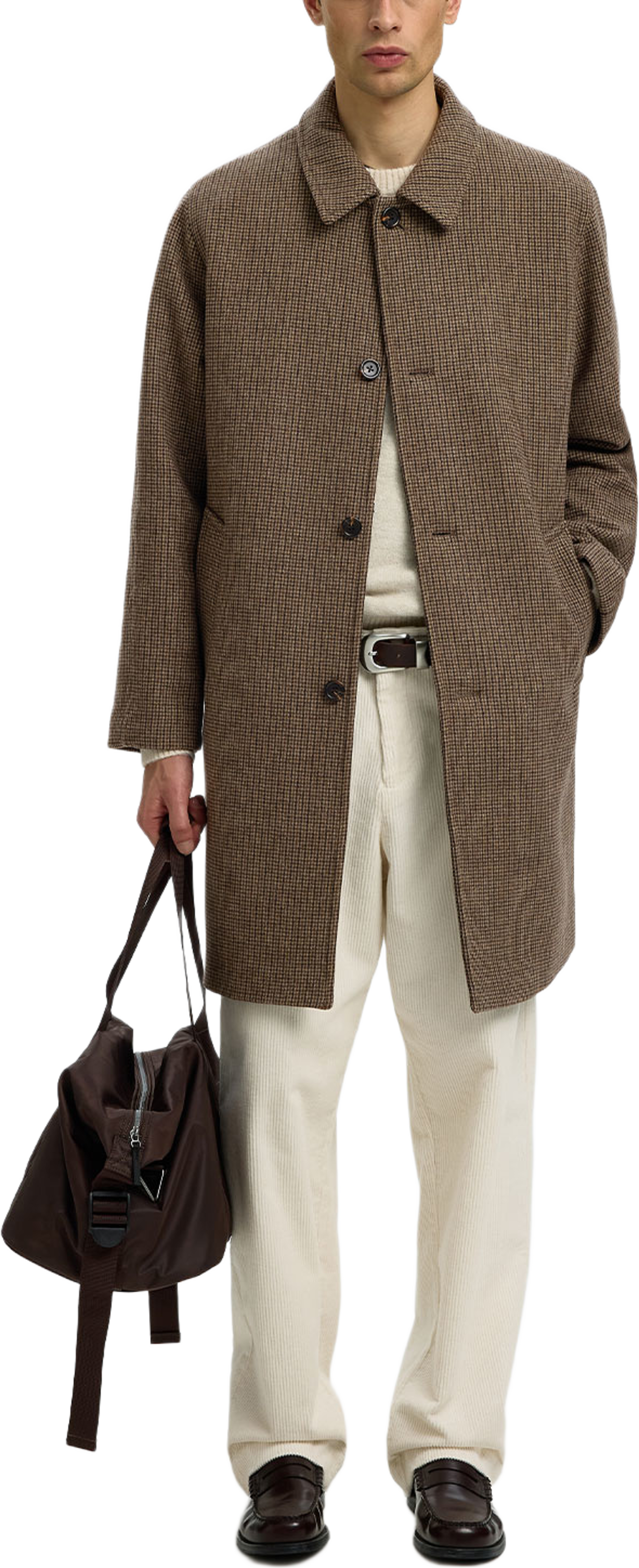 Ronnie Wool Blend Car Coat, från Selected, i färgen Morel Black / Olive. Klicka för att öppna bilden i stort format