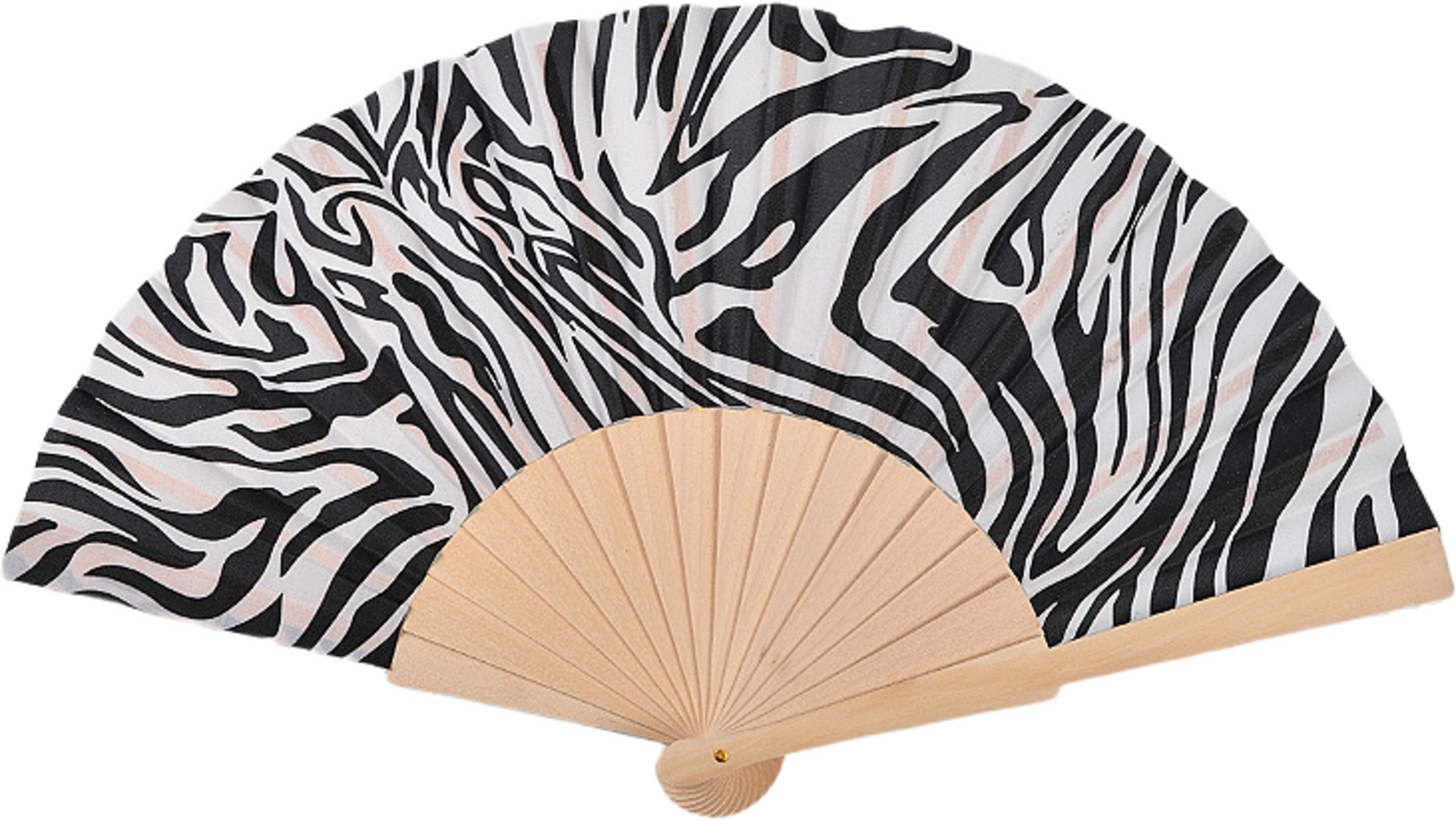 Hopfällbar solfjäder, från Å WOMAN, i färgen Zebra. Klicka för att öppna bilden i stort format