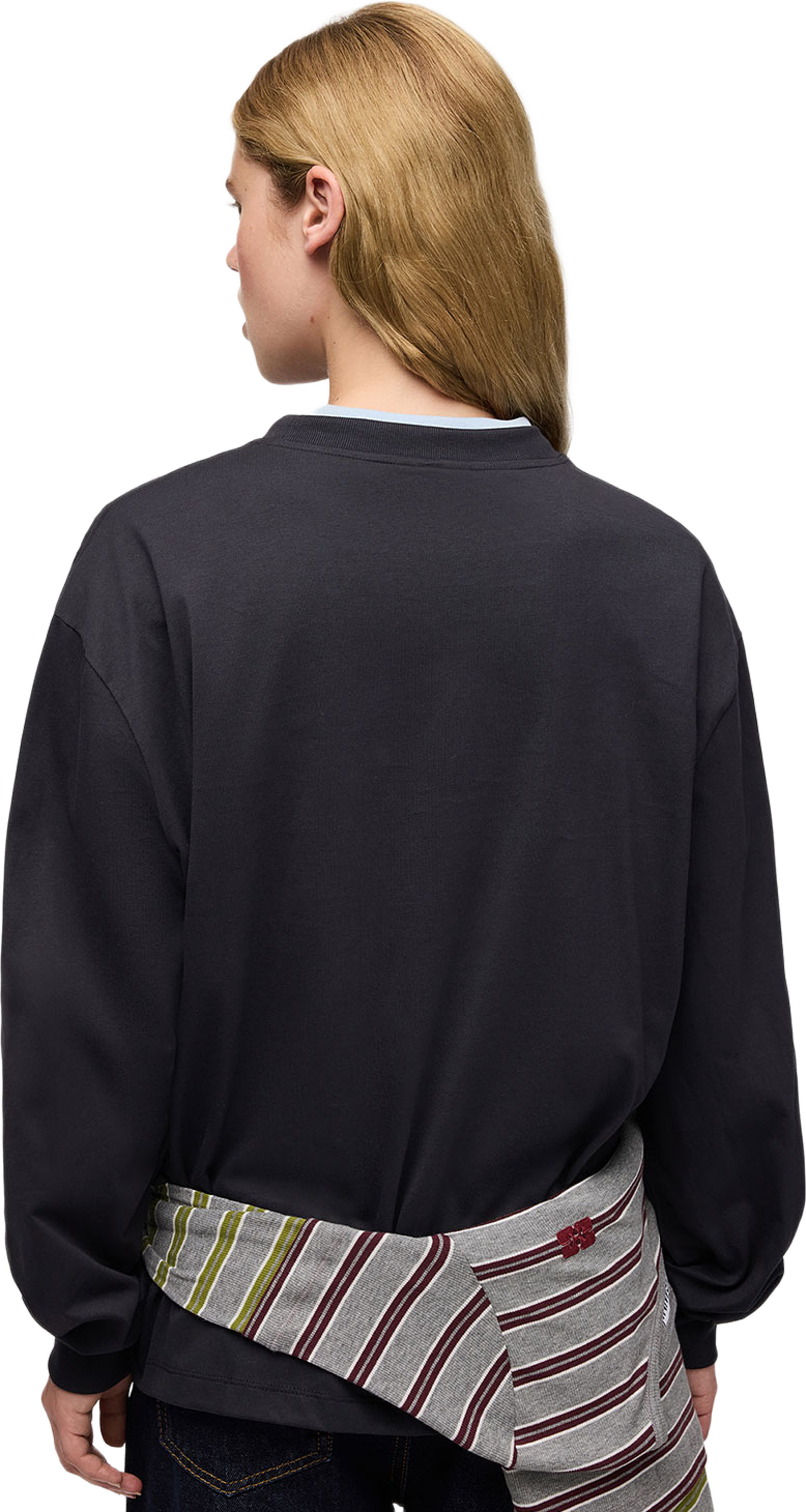 Basic Cotton Jersey Longsleeve Flower Print, från GANNI, i färgen Phantom. Klicka för att öppna bilden i stort format