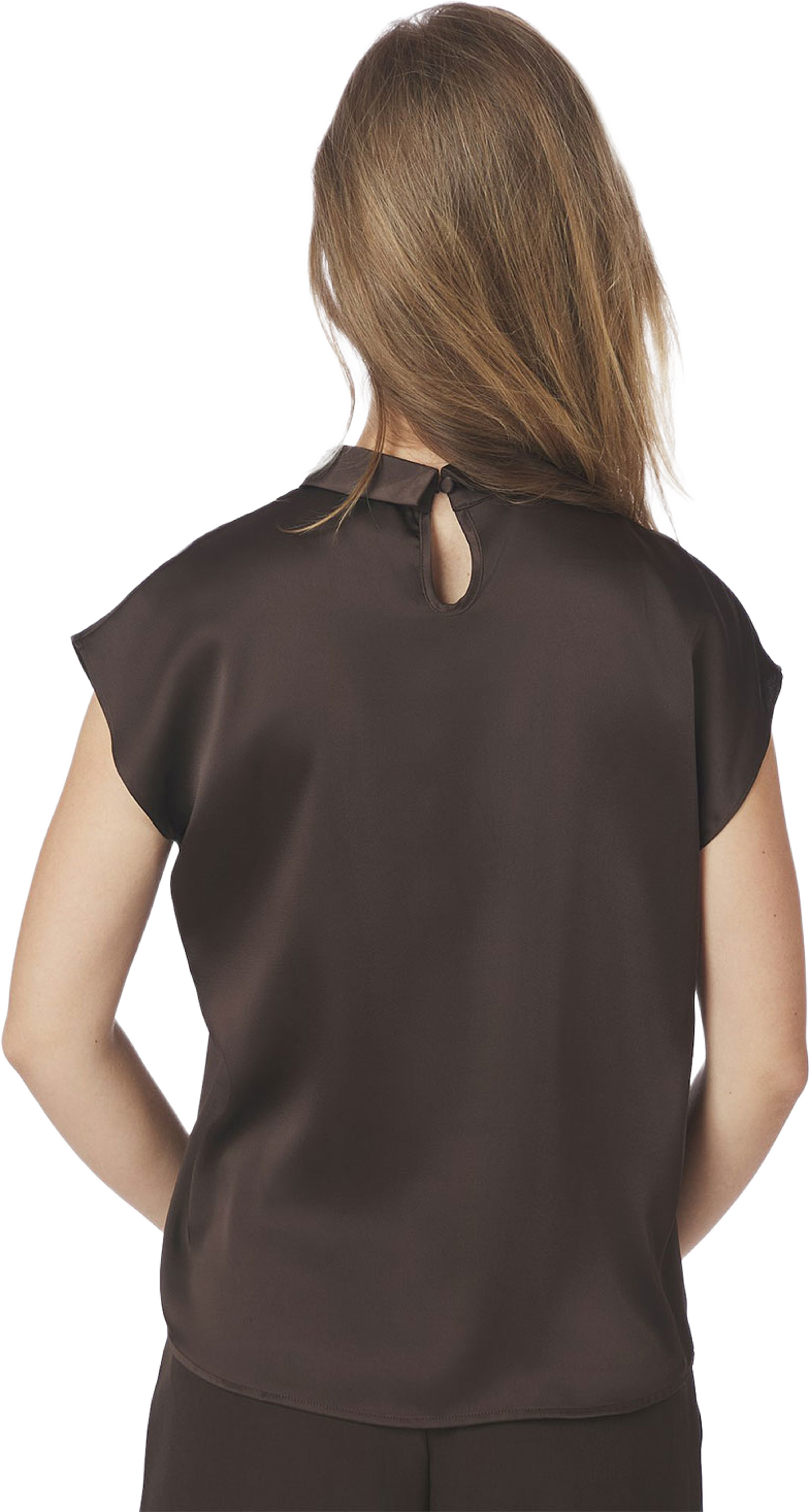 Fleur Drapy Satin Blouse, från Neo Noir, i färgen Dark Brown. Klicka för att öppna bilden i stort format
