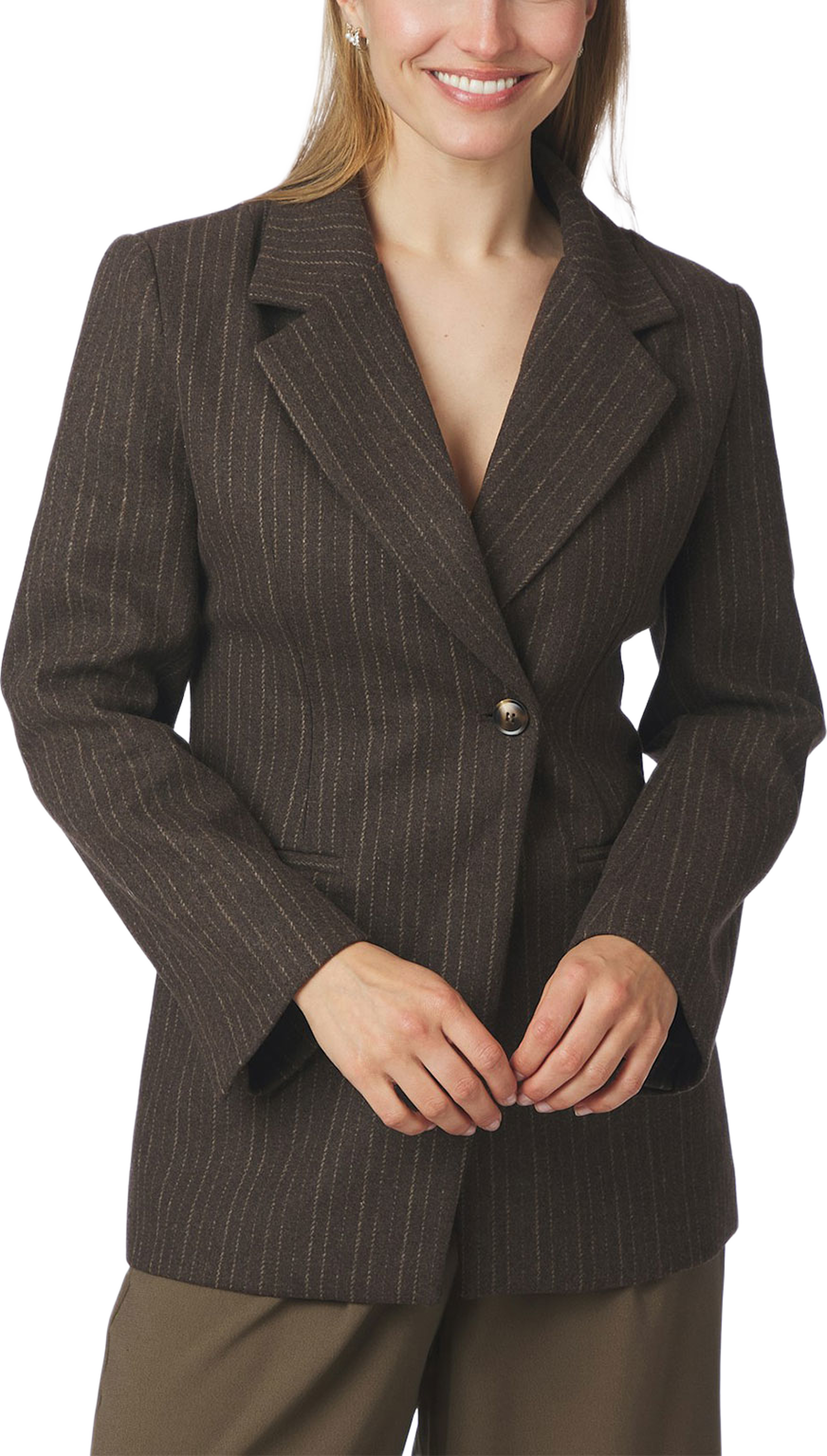 Bowie Stripe Blazer, från Neo Noir, i färgen Brown. Klicka för att öppna bilden i stort format