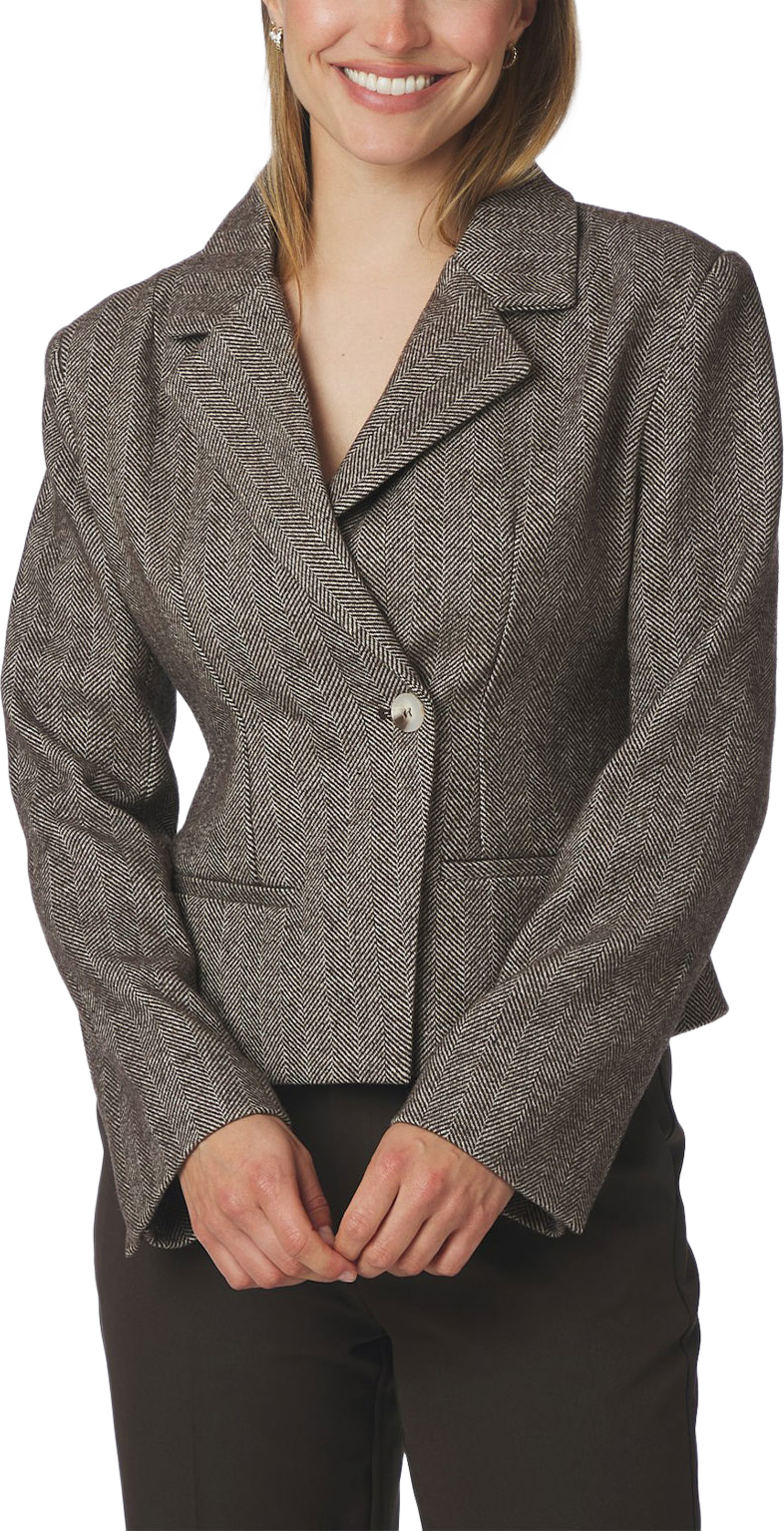 Valia Herringbone S Blazer, från Neo Noir, i färgen Dark Brown. Klicka för att öppna bilden i stort format