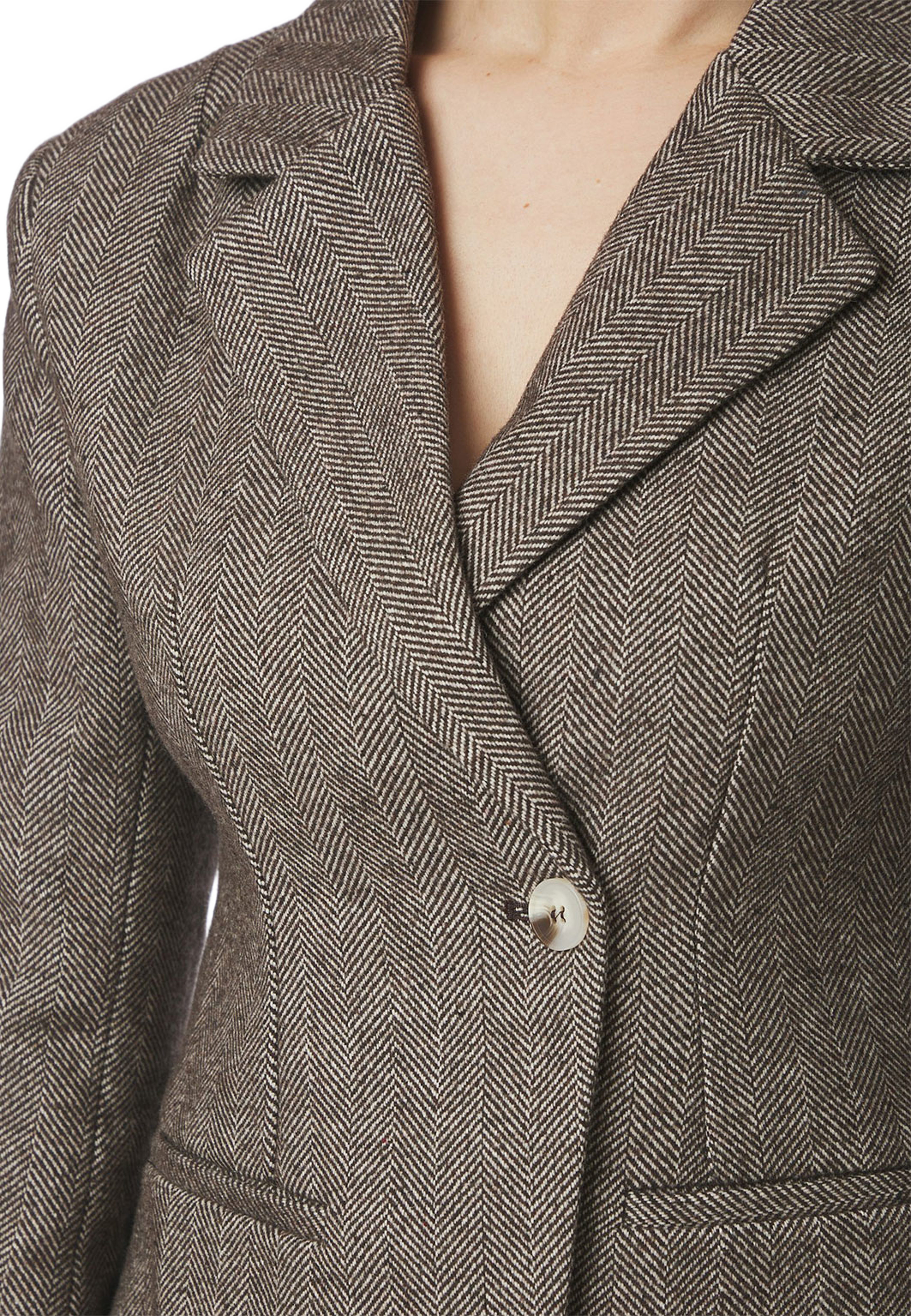 Valia Herringbone S Blazer, från Neo Noir, i färgen Dark Brown. Klicka för att öppna bilden i stort format