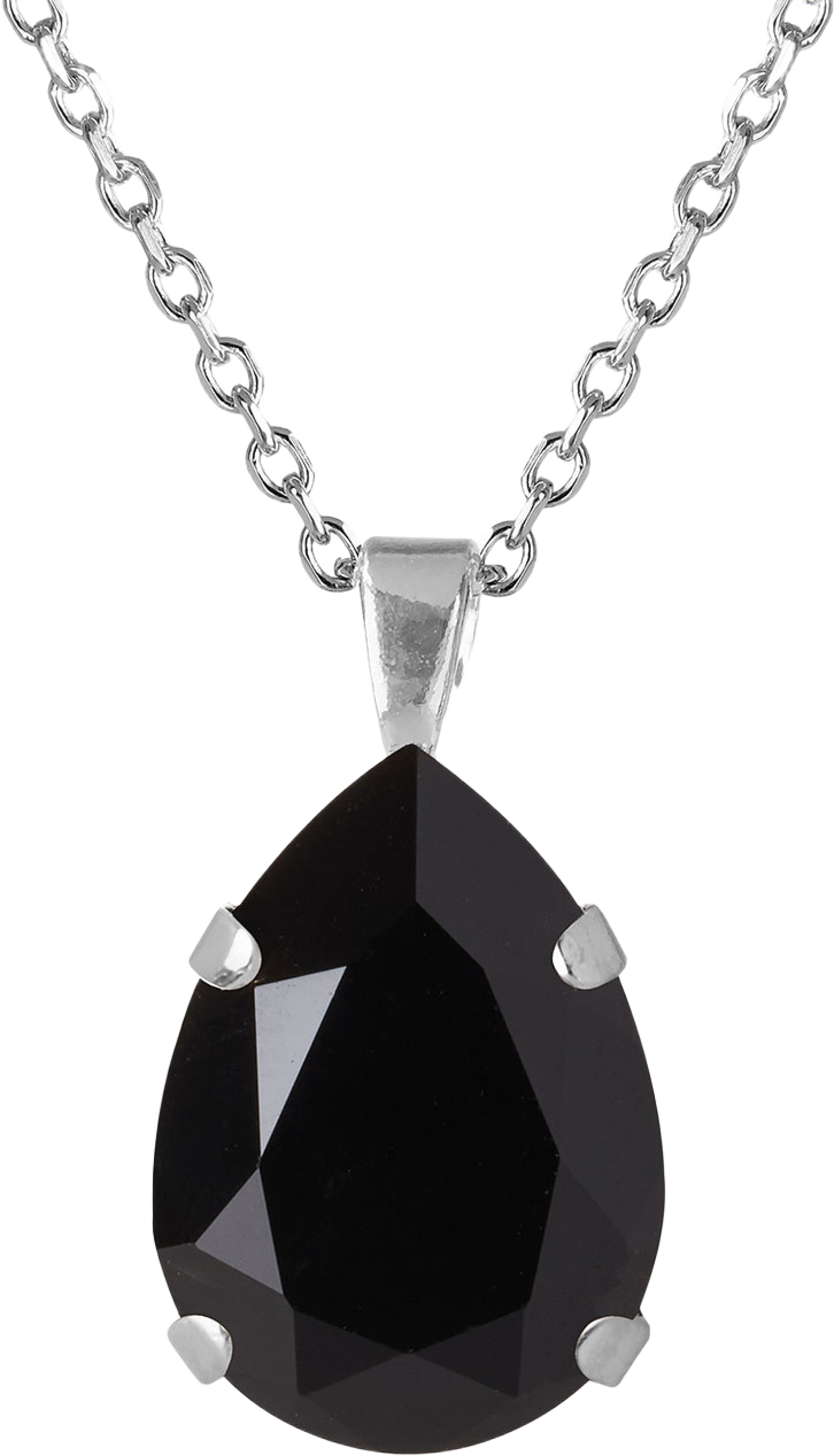 Mini Drop Necklace, från Caroline Svedbom, i färgen Jet - Rhodium. Klicka för att öppna bilden i stort format