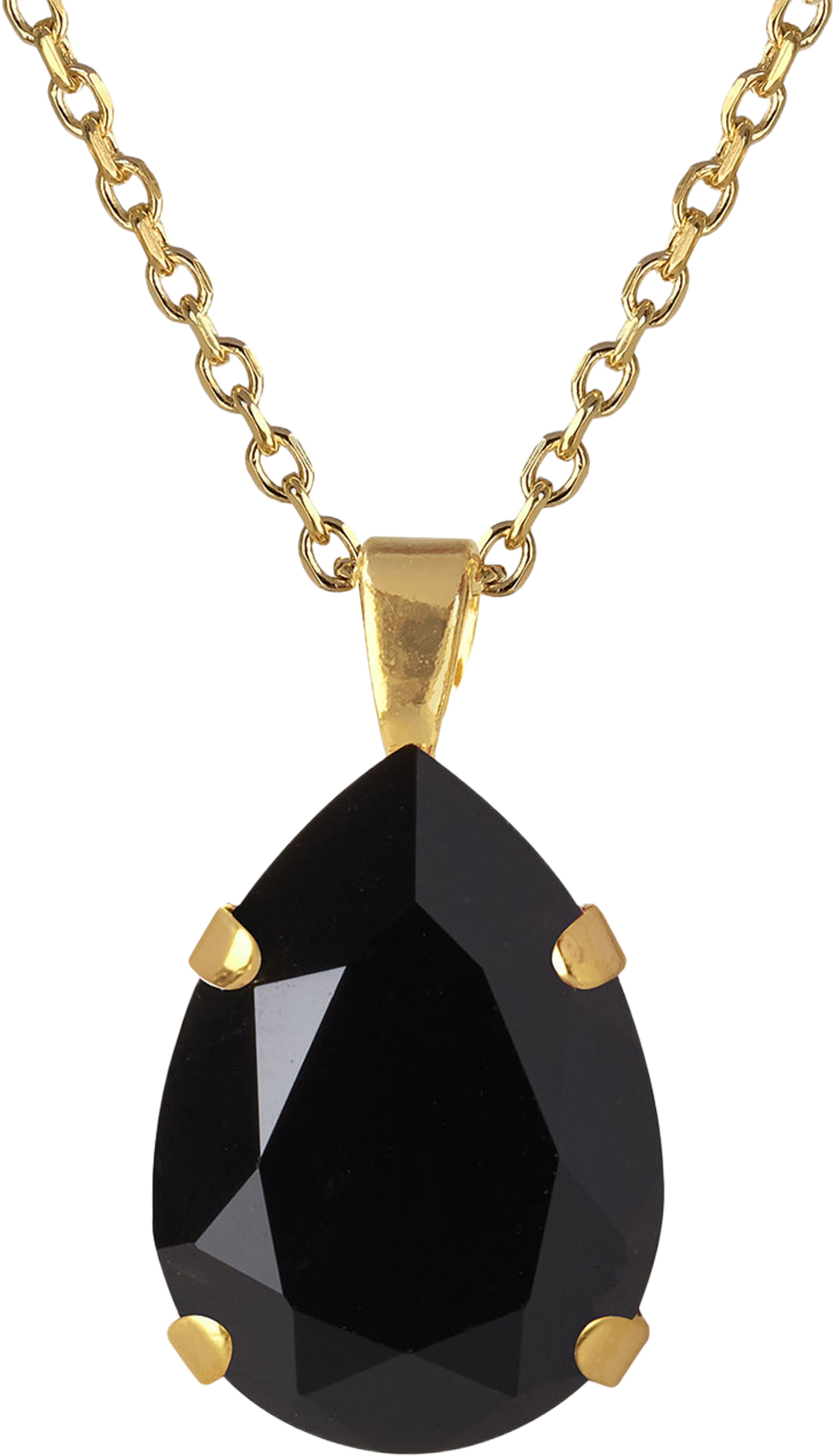 Mini Drop Necklace, från Caroline Svedbom, i färgen Jet - Gold. Klicka för att öppna bilden i stort format