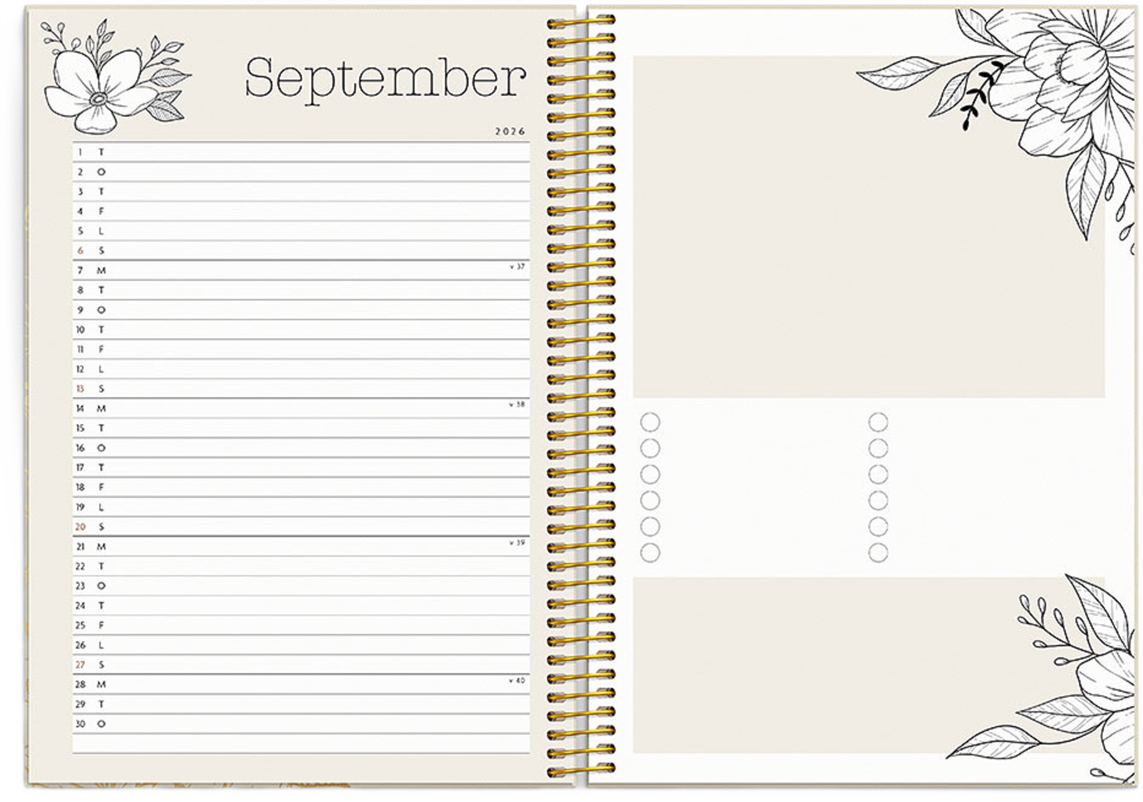 Life Planner Bloom 26/27, från Burde, i färgen Beige. Klicka för att öppna bilden i stort format