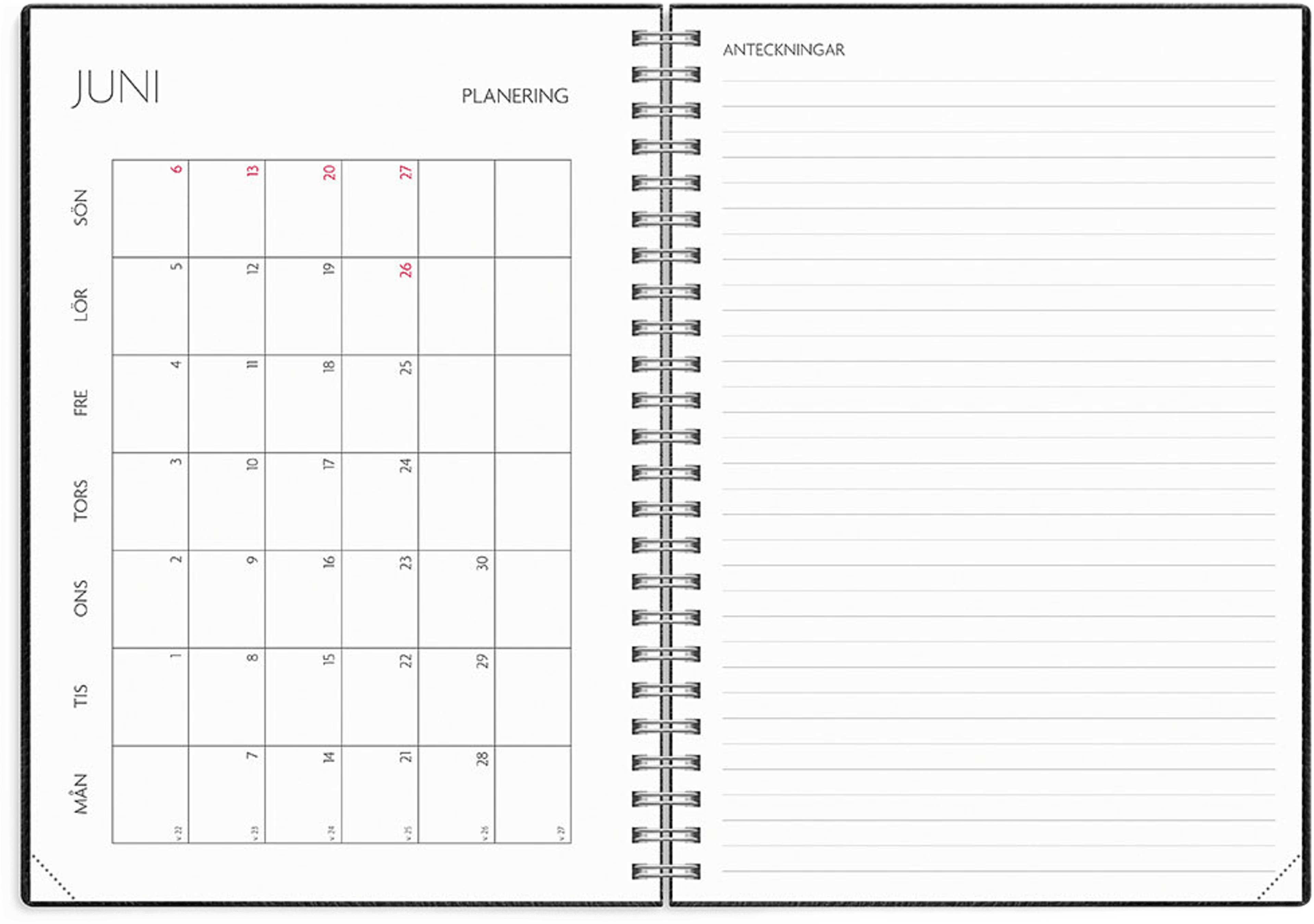 Kalender 26/27 Study A5 Twist svart, från Burde, i färgen Svart. Klicka för att öppna bilden i stort format