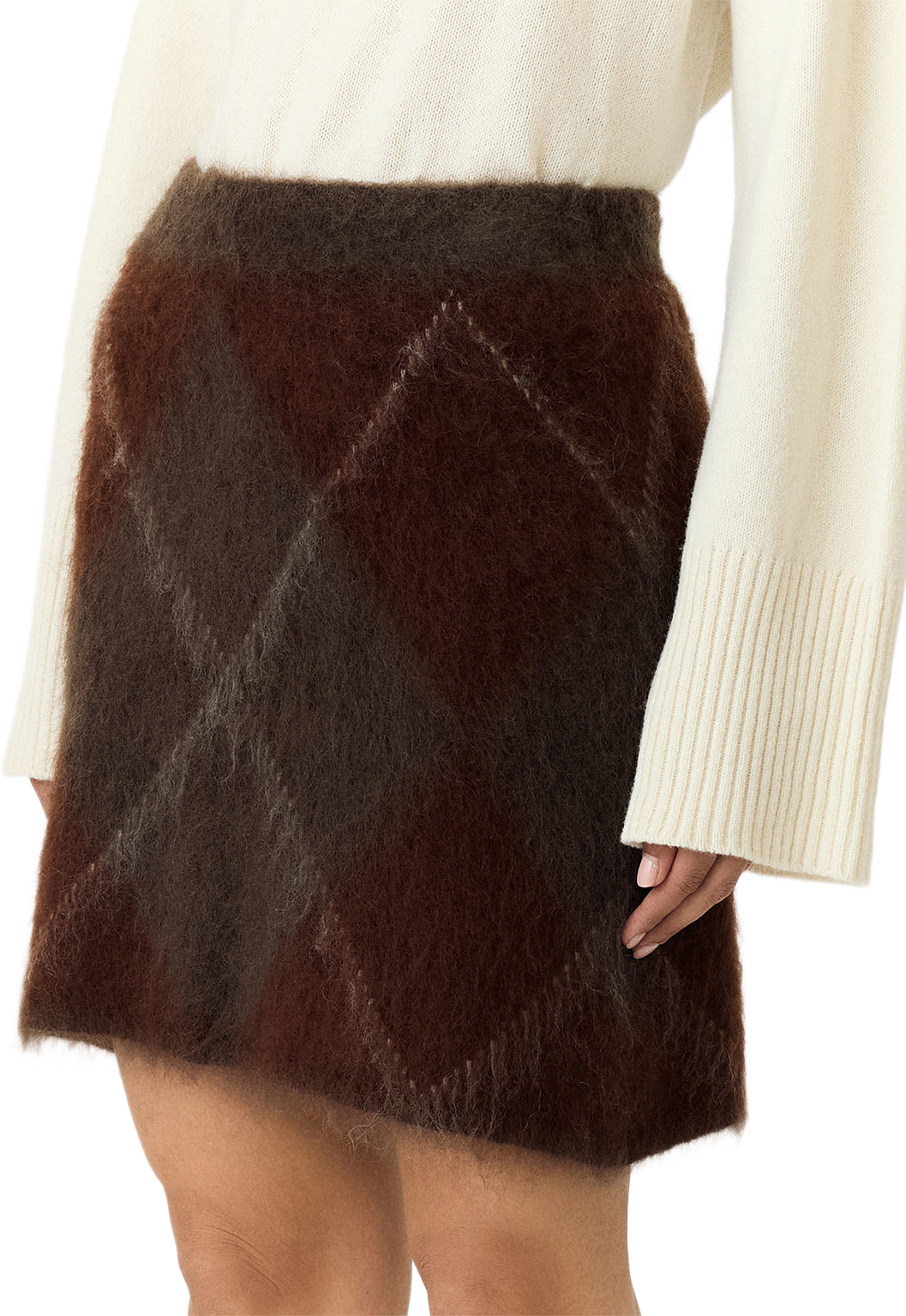 Yasargy Mohair Blend Knit Shirt, från YAS, i färgen Coffee Bean Incence/Sepia/Oatmeal. Klicka för att öppna bilden i stort format