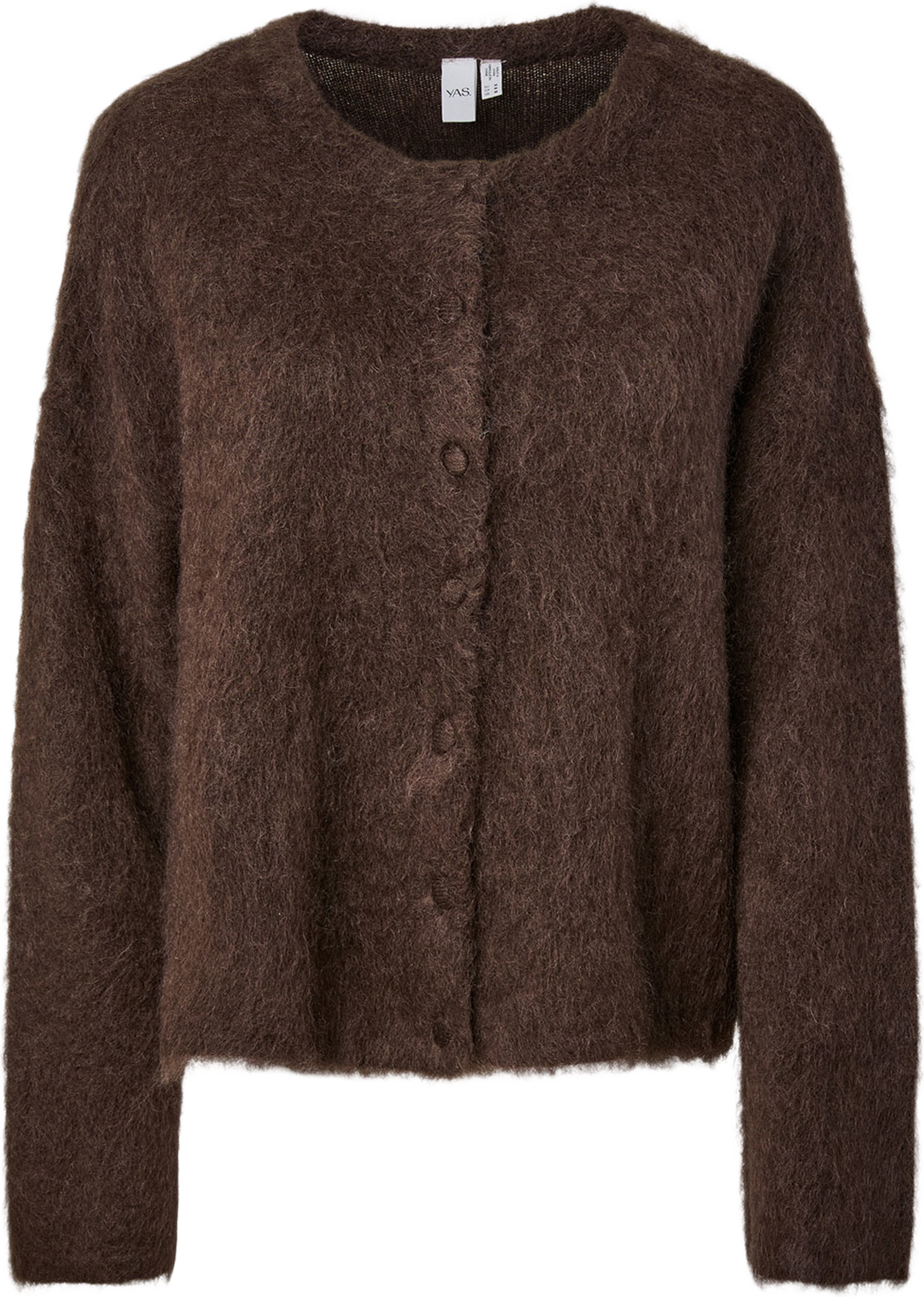 Yastilde Mohair Blend Cardigan, från YAS, i färgen Mole melange. Klicka för att öppna bilden i stort format