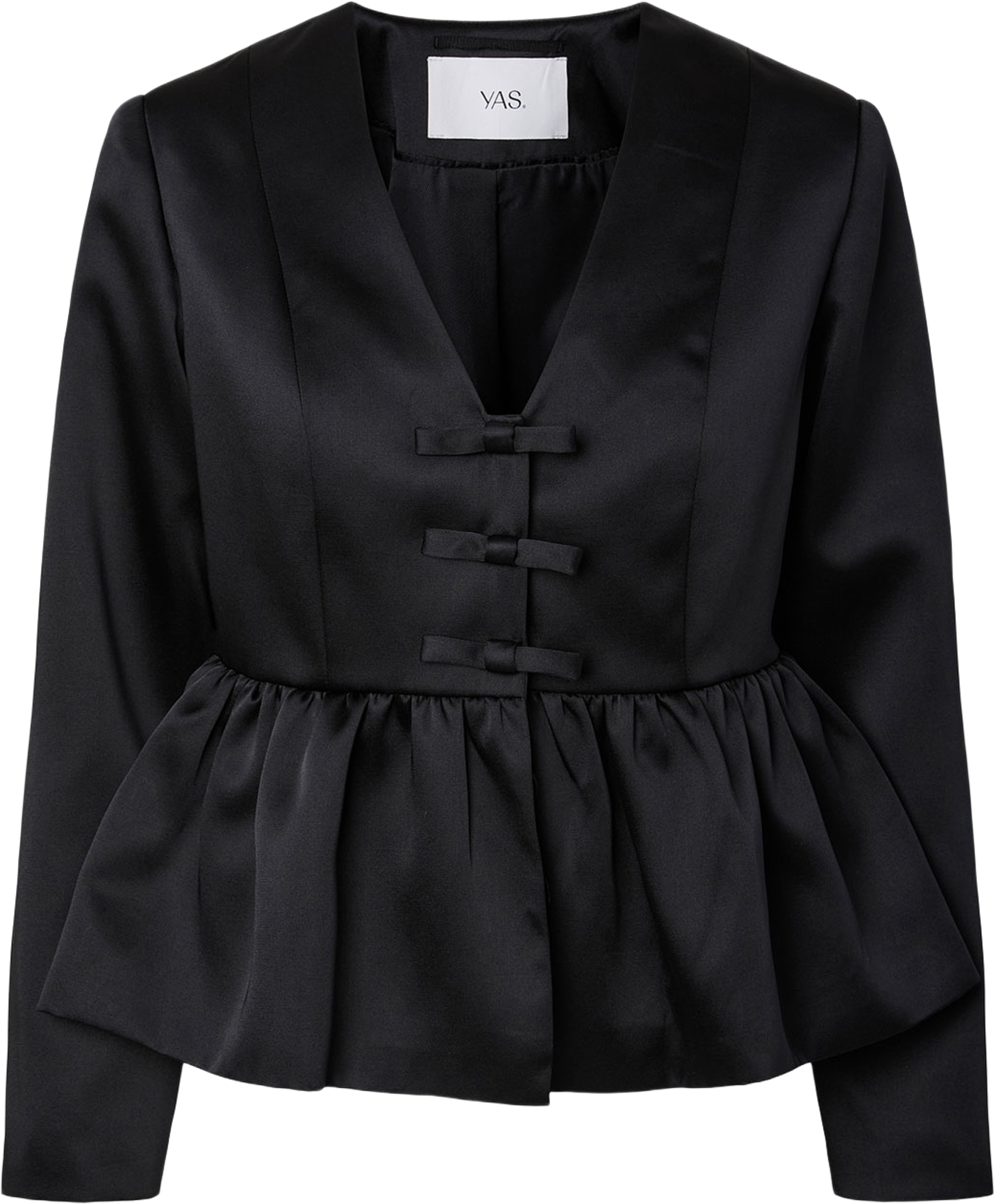 Yasvantis Bow Satin Jacket, från YAS, i färgen Black. Klicka för att öppna bilden i stort format