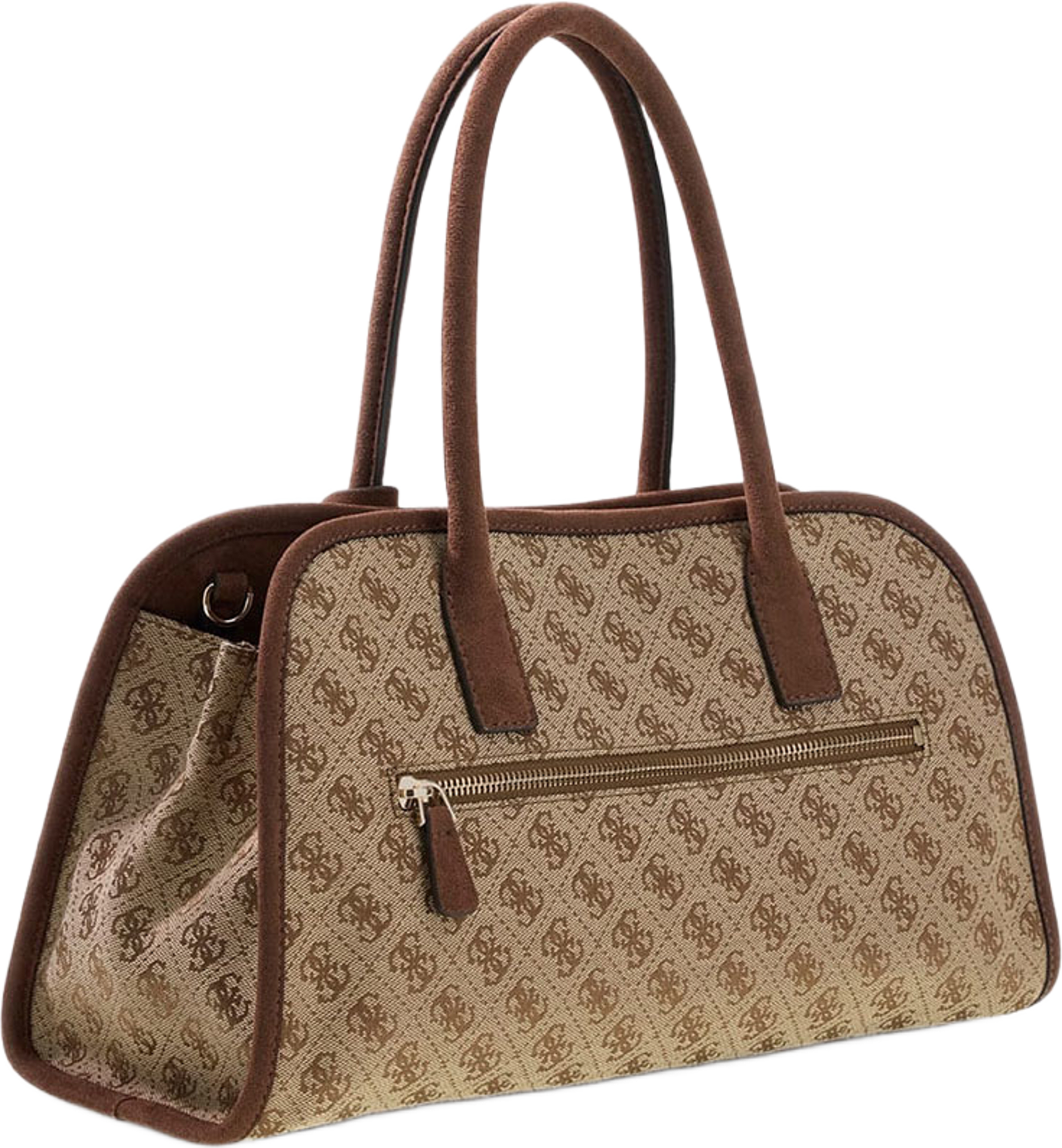 Samantha Girlfriend Satchel Bag, från Guess, i färgen Latte Logo/Brown. Klicka för att öppna bilden i stort format
