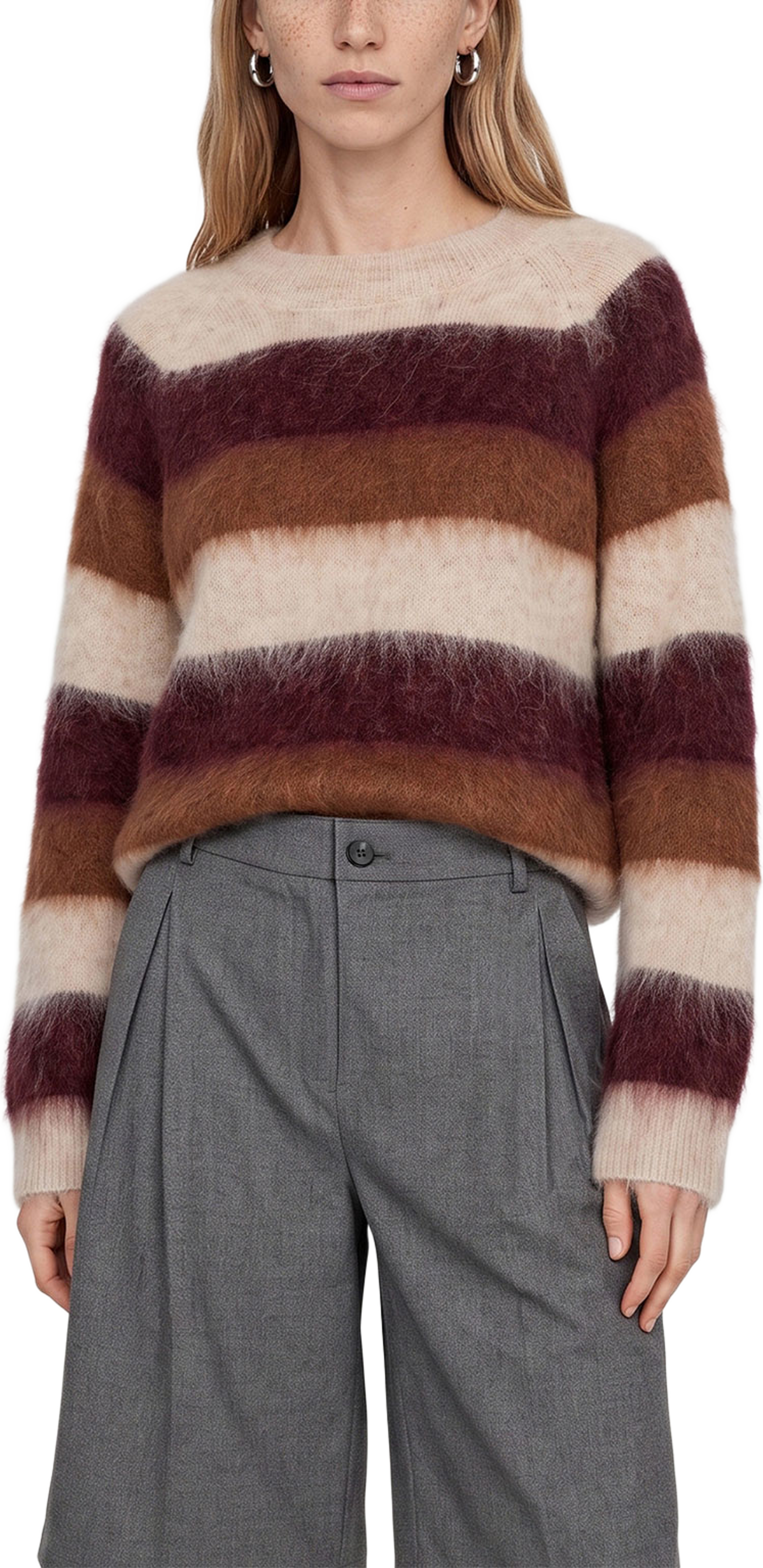 Suvi Stripe Knit, från Mos Mosh, i färgen Russet Brown. Klicka för att öppna bilden i stort format