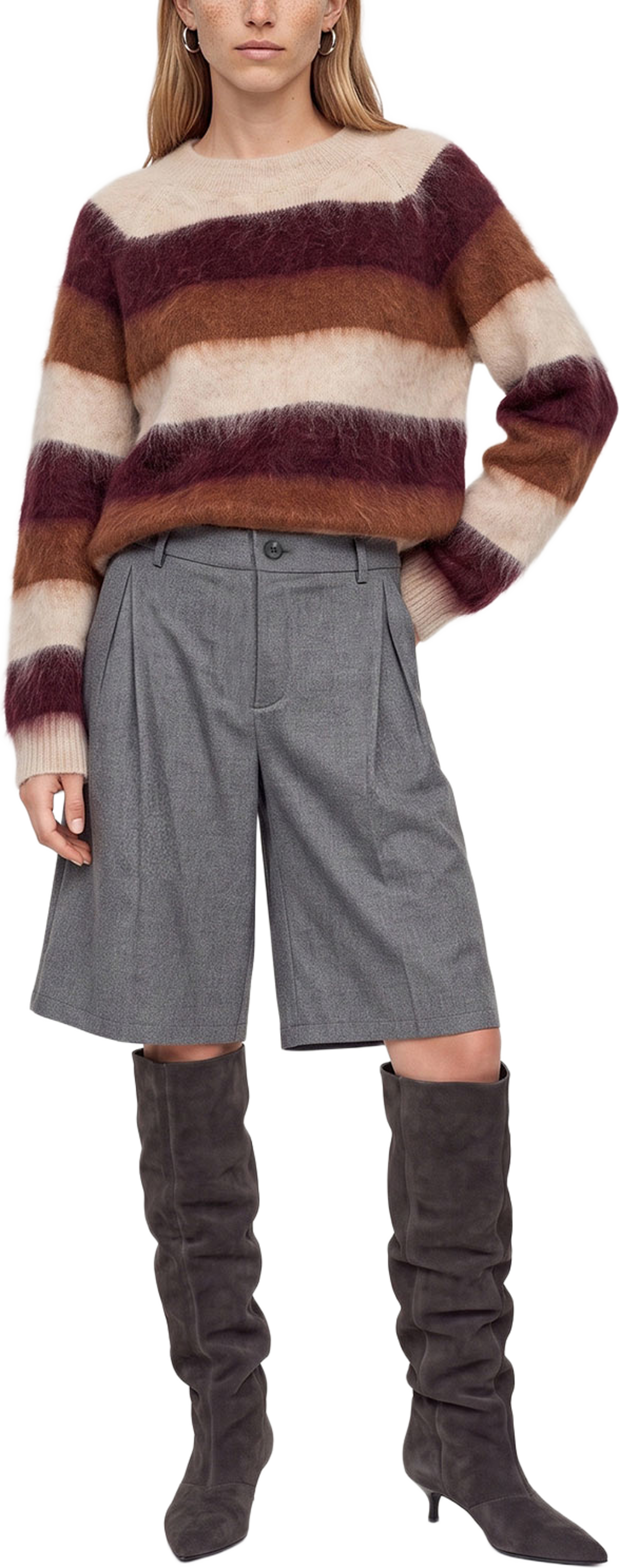 Suvi Stripe Knit, från Mos Mosh, i färgen Russet Brown. Klicka för att öppna bilden i stort format