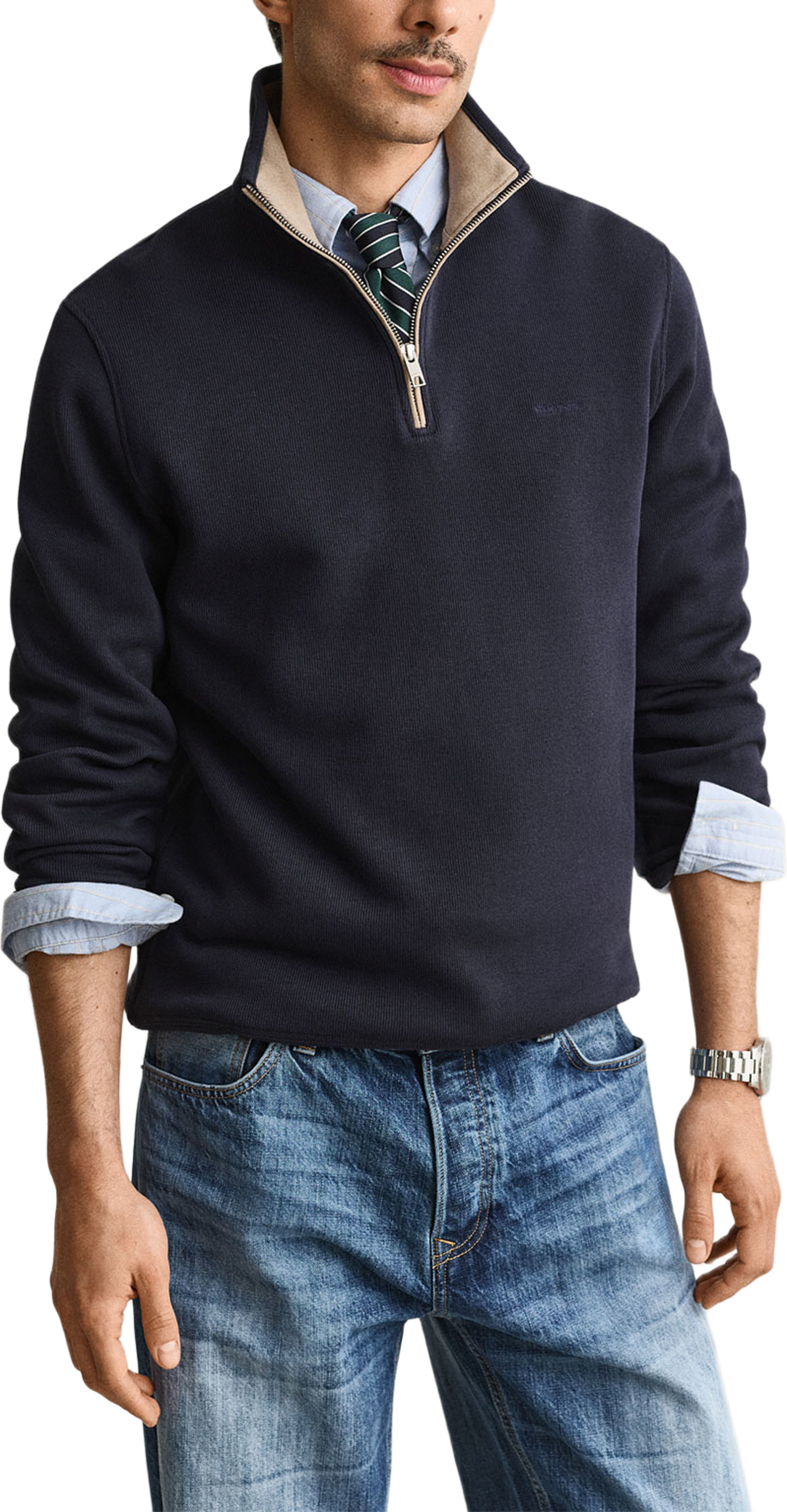 Sacker Rib Half Zip, från GANT, i färgen Evening Blue. Klicka för att öppna bilden i stort format