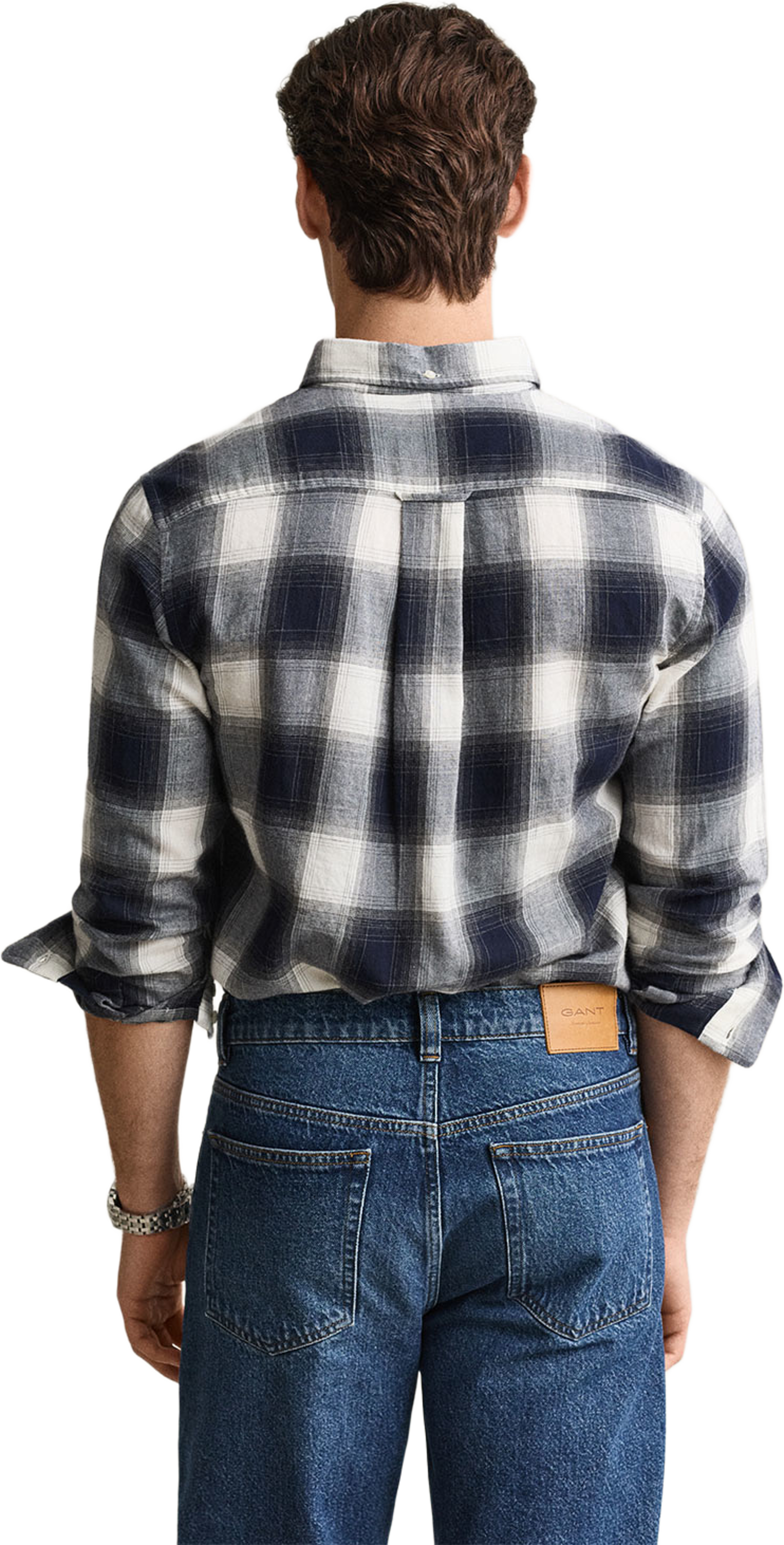 Reg Windblown Flannel Check Shirt, från GANT, i färgen Evening Blue. Klicka för att öppna bilden i stort format