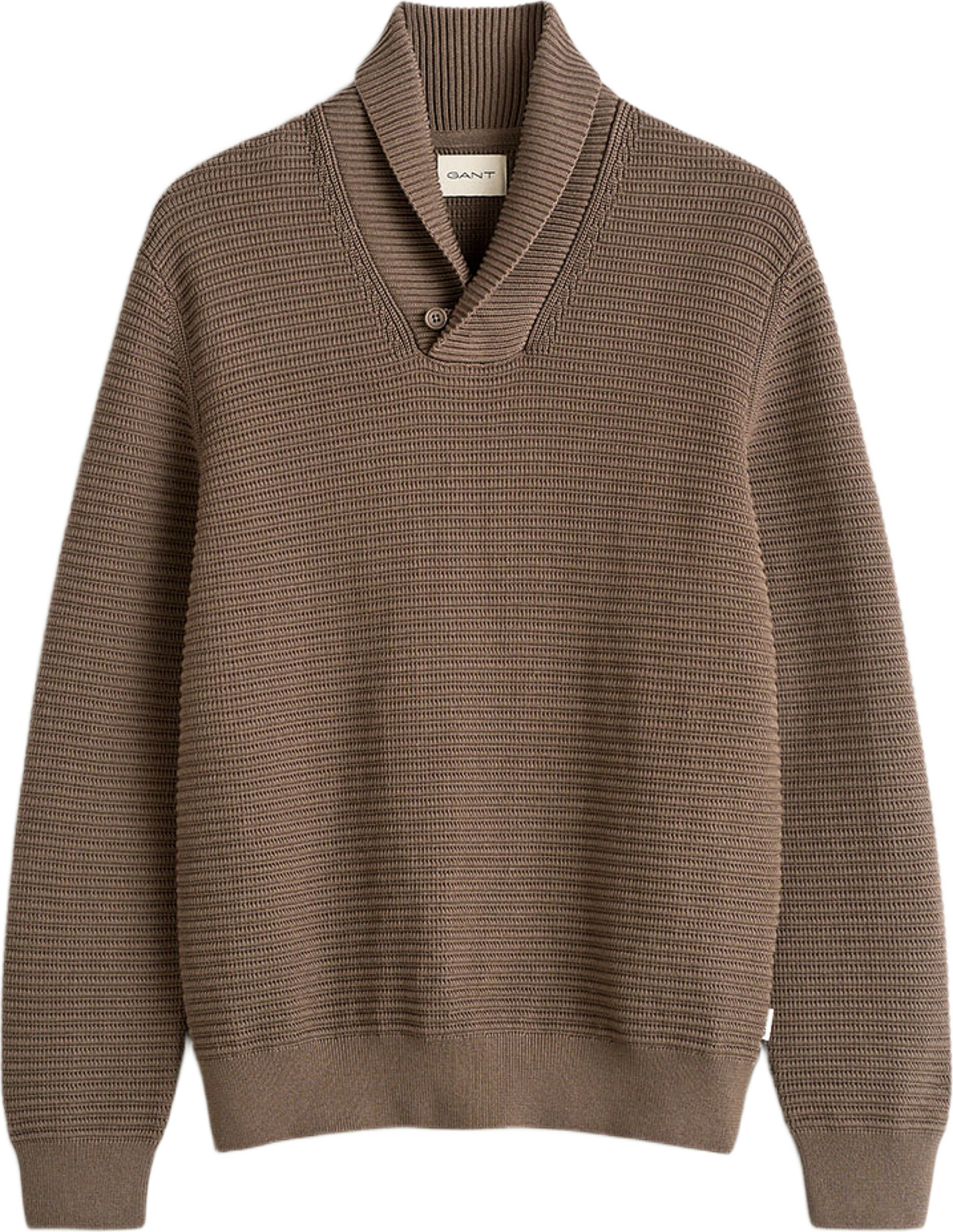 Textured Shawl Collar Sweater, från GANT, i färgen Faded Taupe. Klicka för att öppna bilden i stort format