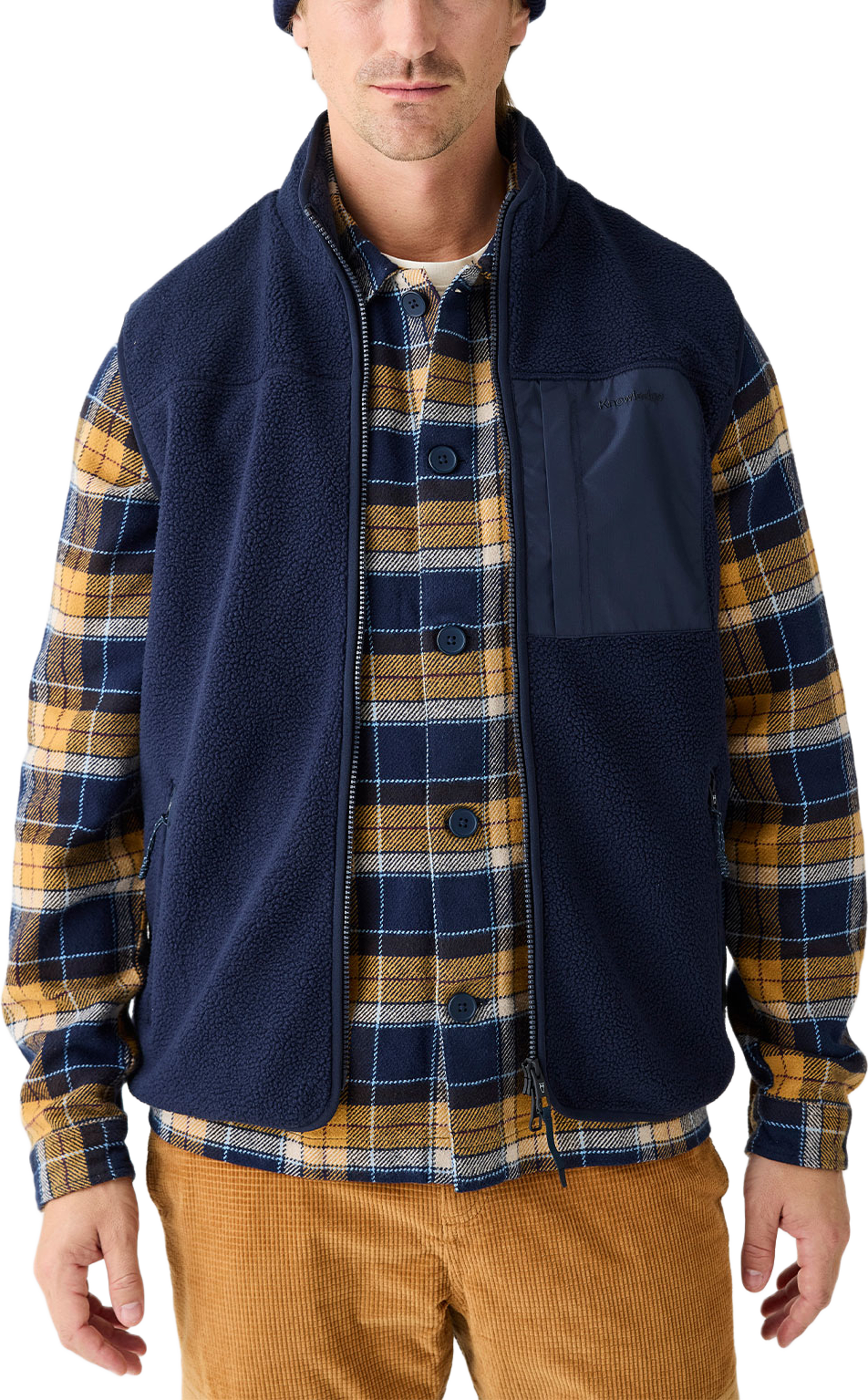 Loose Fit Zip Fleece Vest, från Knowledge Cotton Apparel, i färgen Night Sky. Klicka för att öppna bilden i stort format