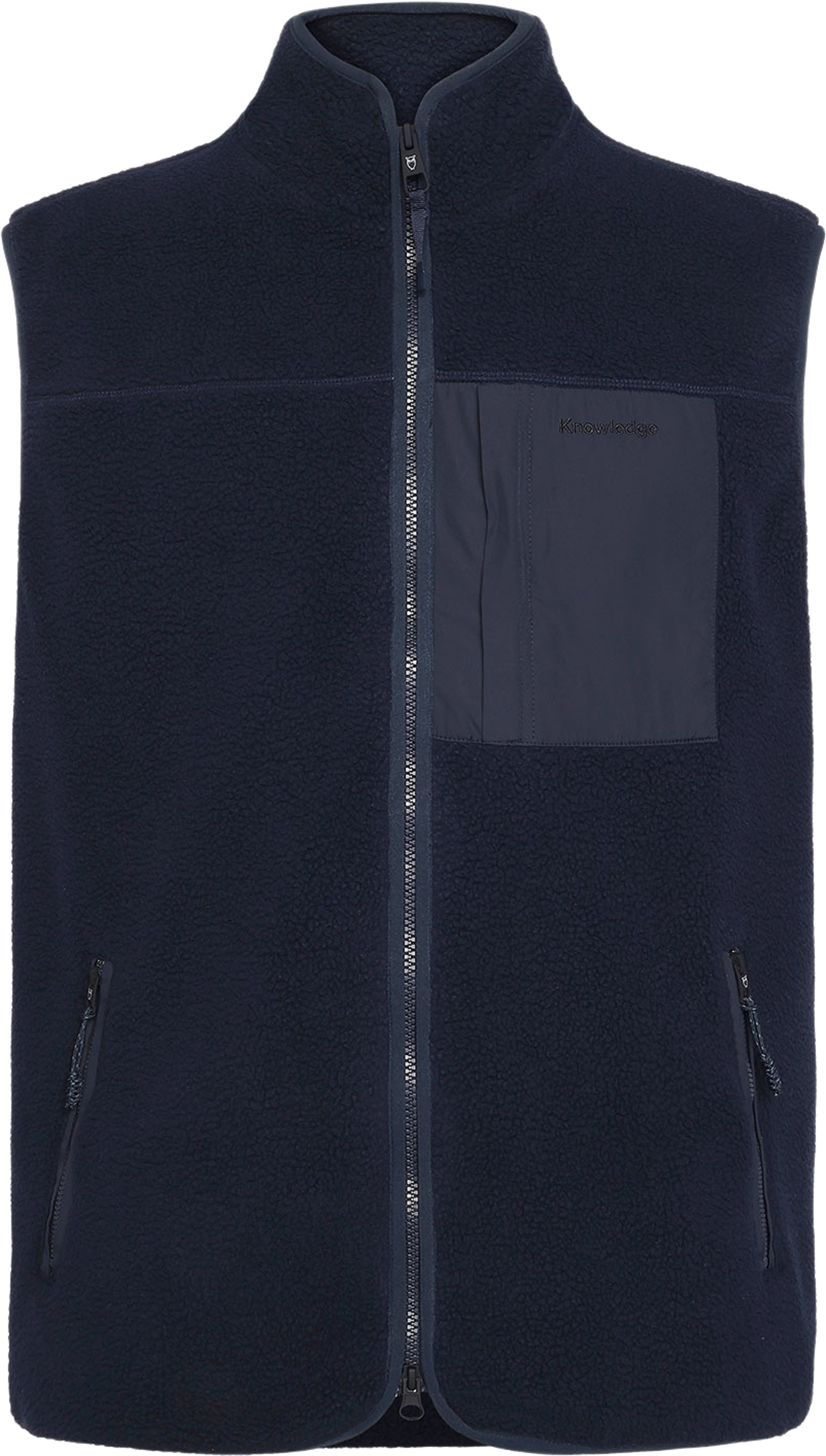 Loose Fit Zip Fleece Vest, från Knowledge Cotton Apparel, i färgen Night Sky. Klicka för att öppna bilden i stort format