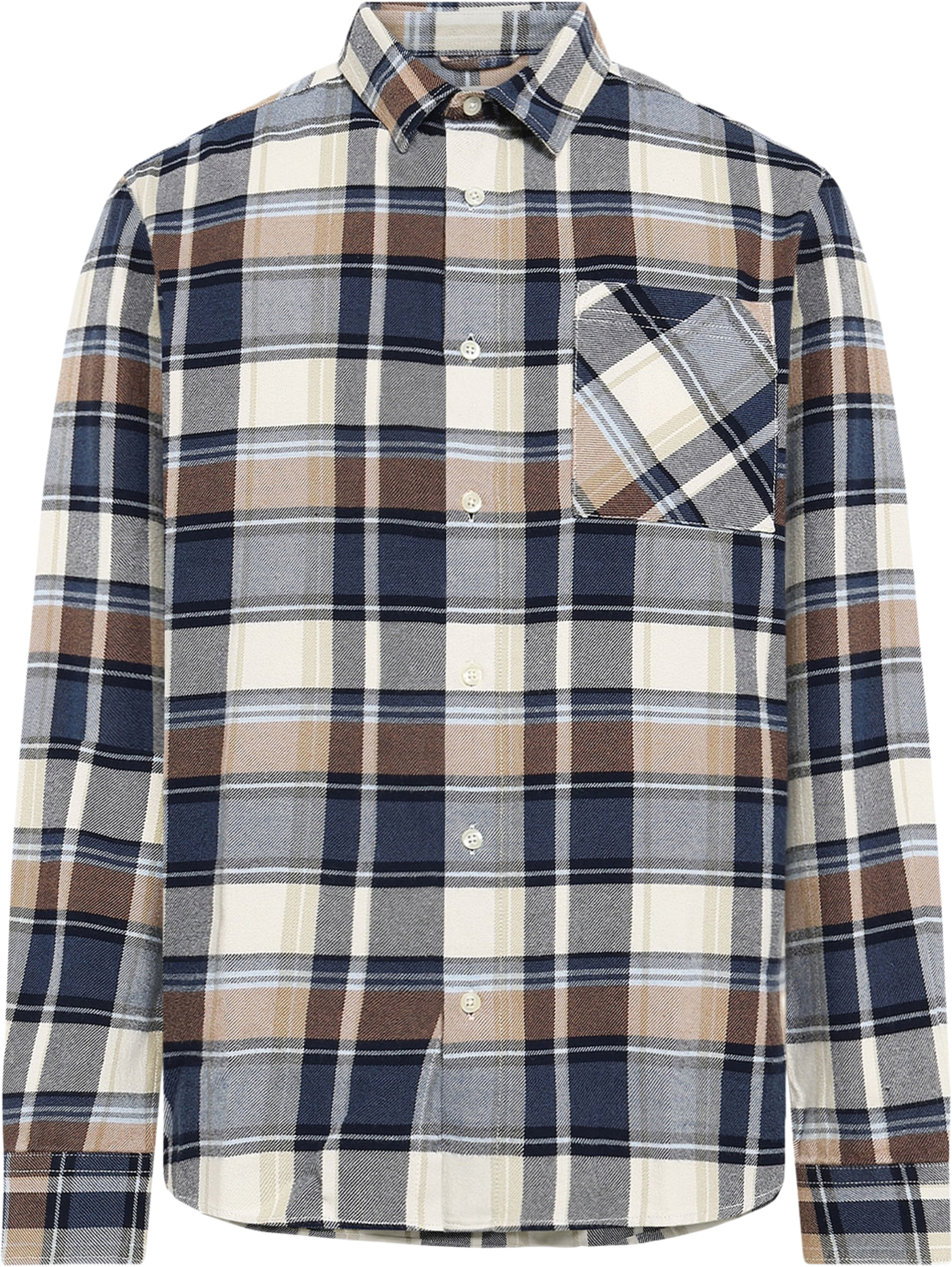 Light Flannel Checkered Costume Fit Shirt, från Knowledge Cotton Apparel, i färgen Navy. Klicka för att öppna bilden i stort format