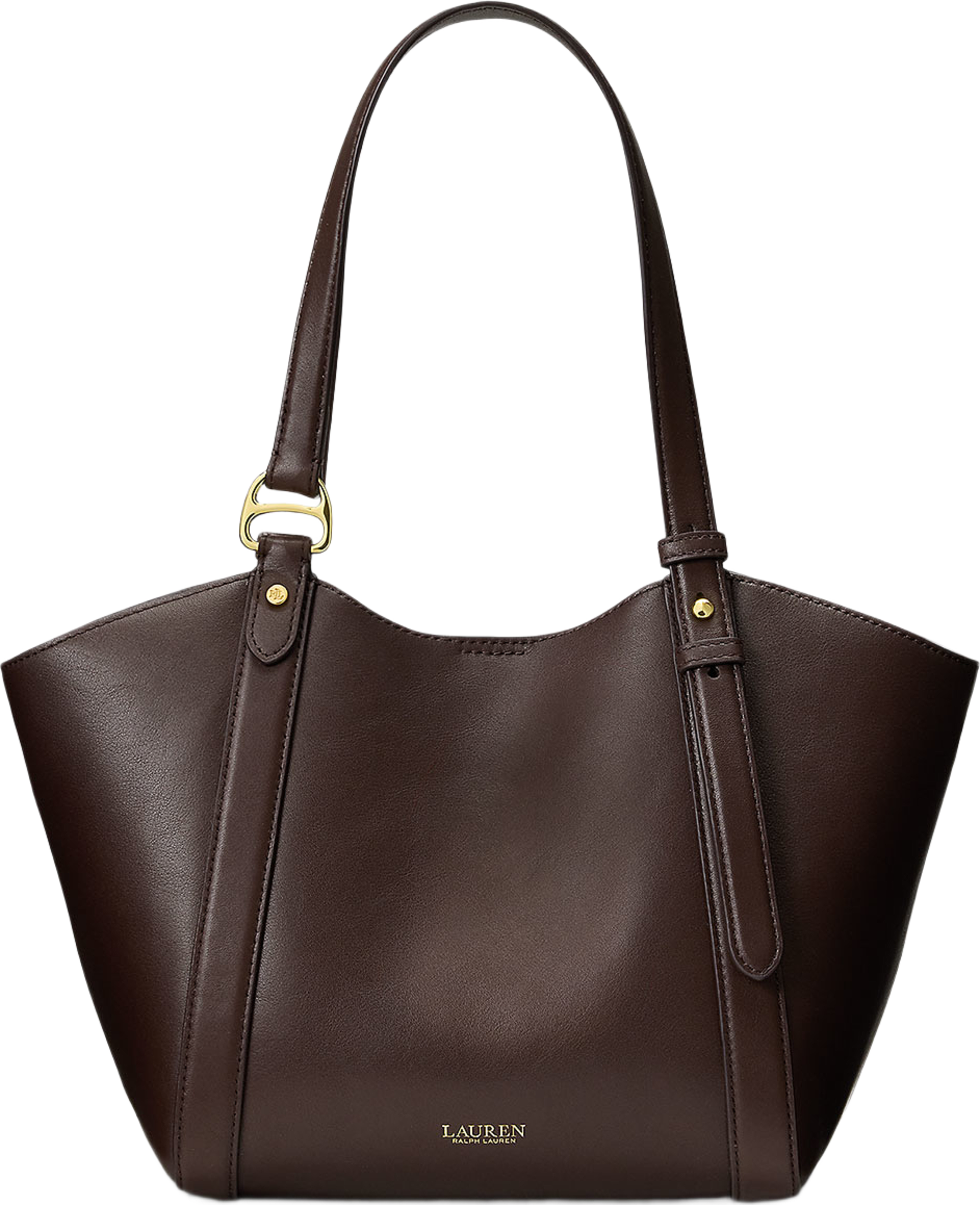 Nappa Leather Small Tasha Tote Bag, från Lauren Ralph Lauren, i färgen Chestnut Brown. Klicka för att öppna bilden i stort format
