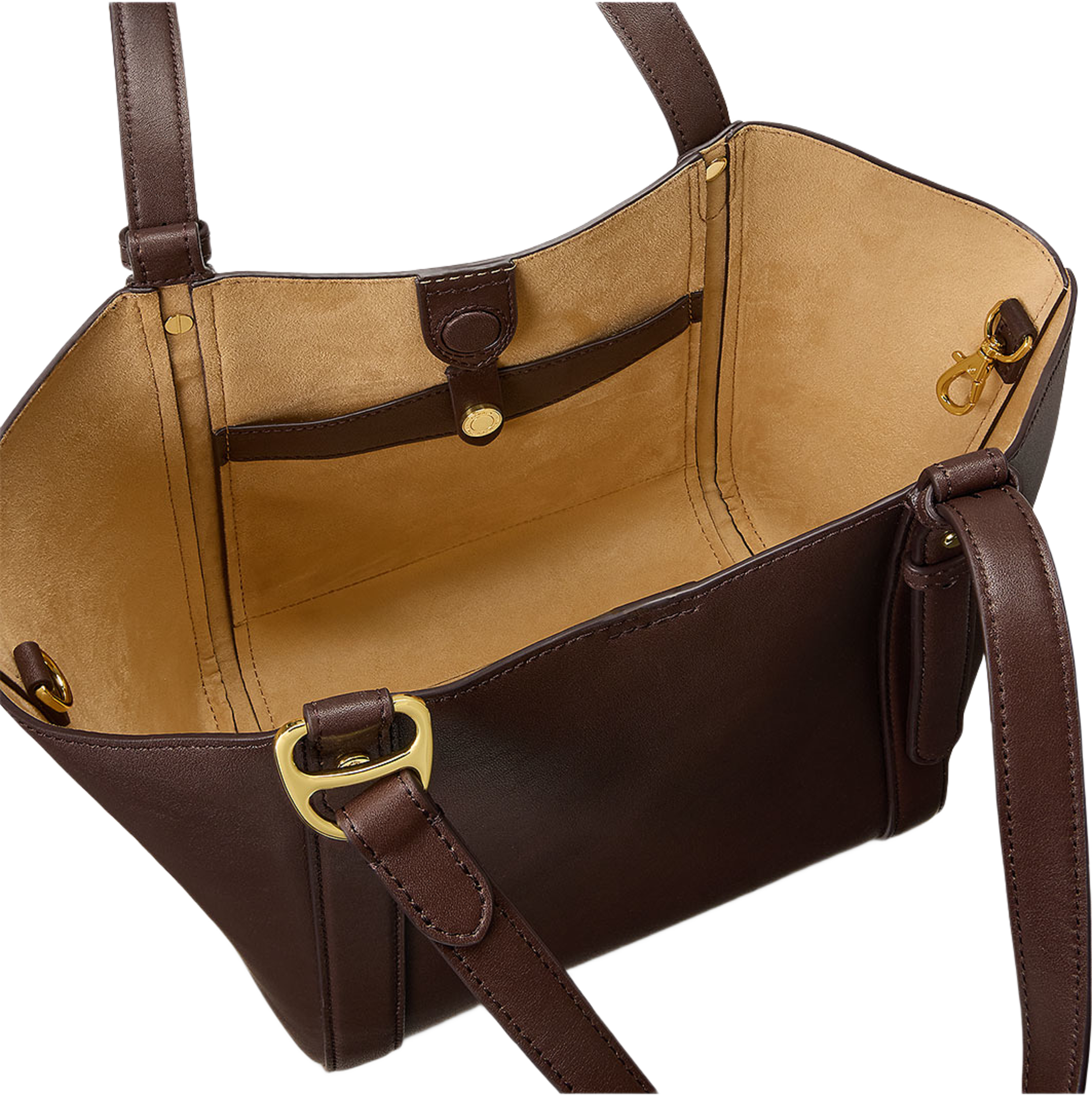 Nappa Leather Small Tasha Tote Bag, från Lauren Ralph Lauren, i färgen Chestnut Brown. Klicka för att öppna bilden i stort format
