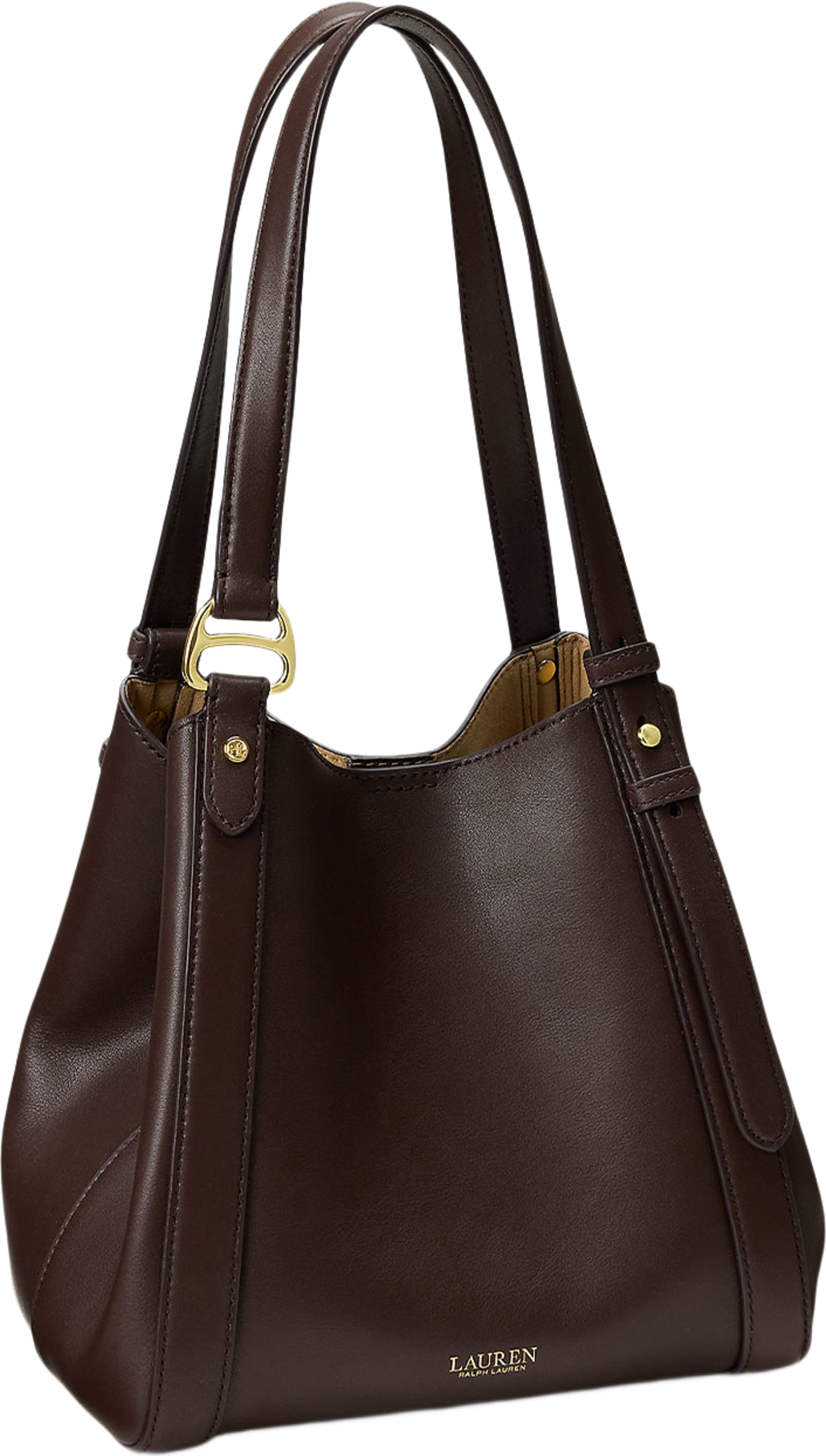 Nappa Leather Small Tasha Tote Bag, från Lauren Ralph Lauren, i färgen Chestnut Brown. Klicka för att öppna bilden i stort format