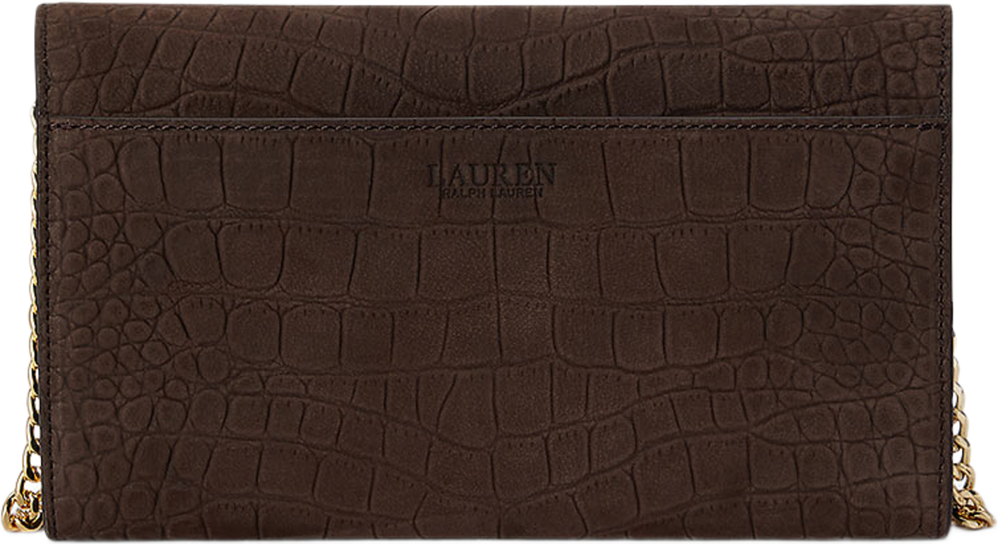 Croc-Embossed Medium Adair II Crossbody, från Lauren Ralph Lauren, i färgen Chestnut Brown. Klicka för att öppna bilden i stort format