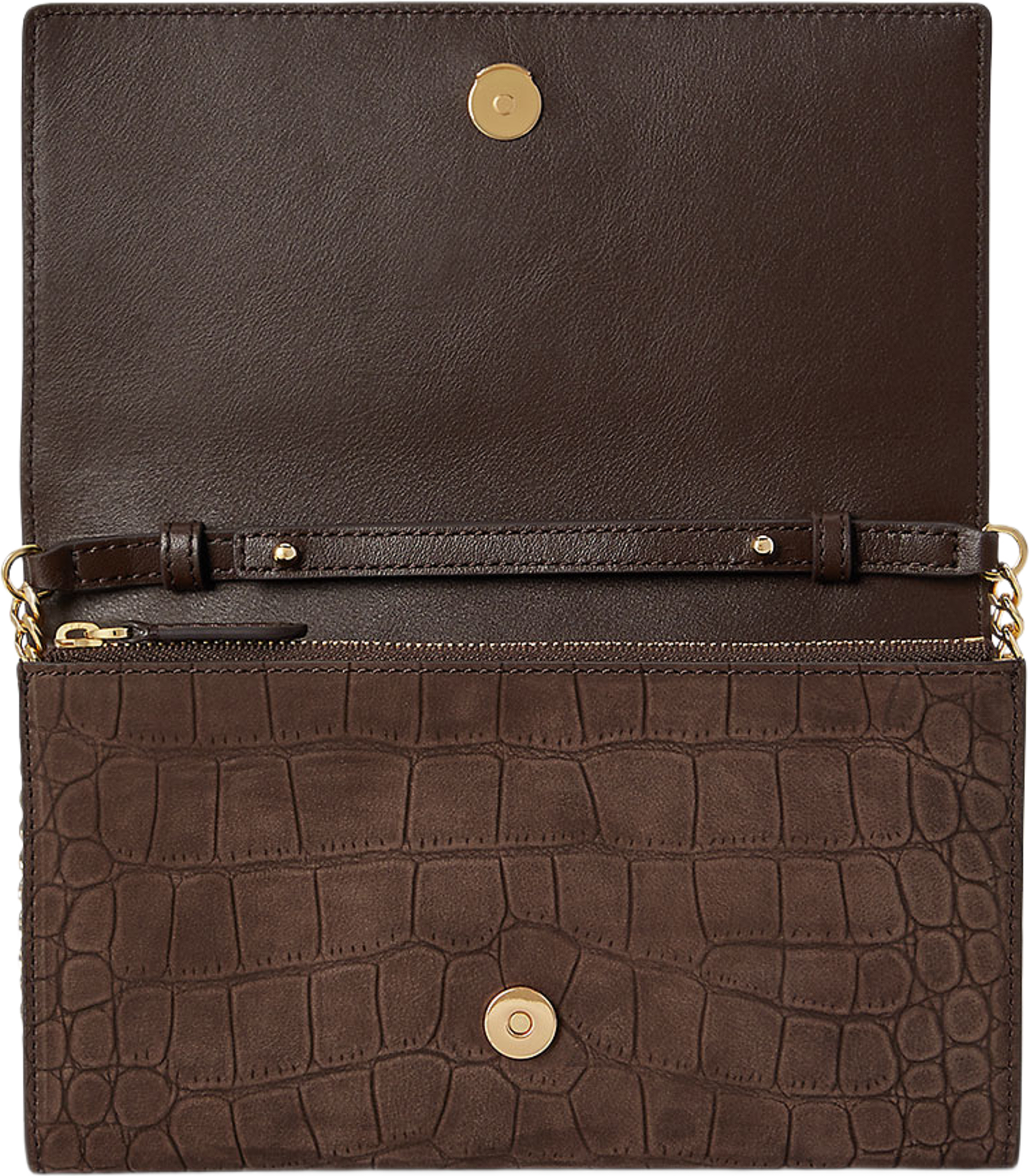Croc-Embossed Medium Adair II Crossbody, från Lauren Ralph Lauren, i färgen Chestnut Brown. Klicka för att öppna bilden i stort format