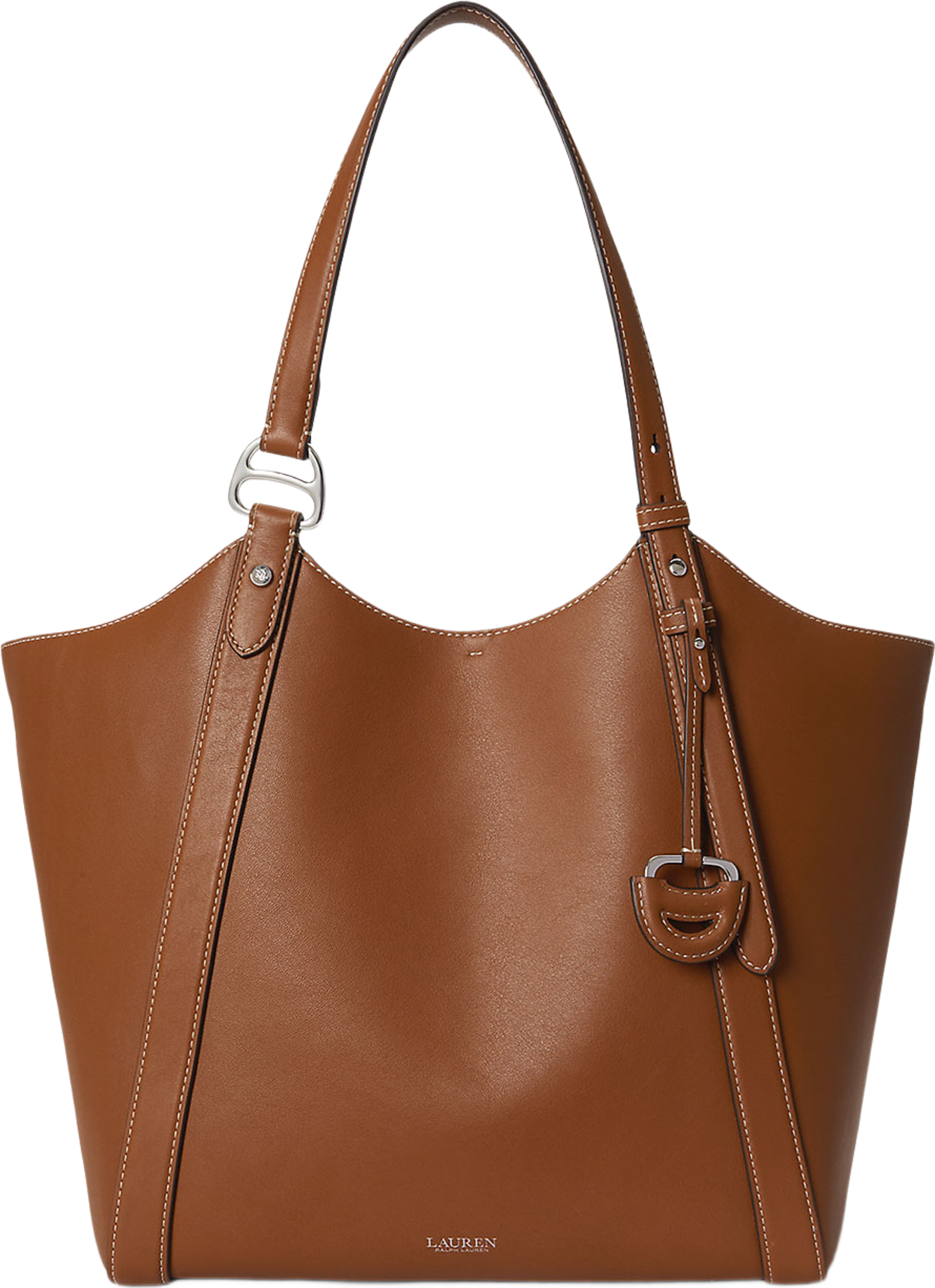 Nappa Leather Large Tasha Tote Bag, från Lauren Ralph Lauren, i färgen Lauren Tan. Klicka för att öppna bilden i stort format