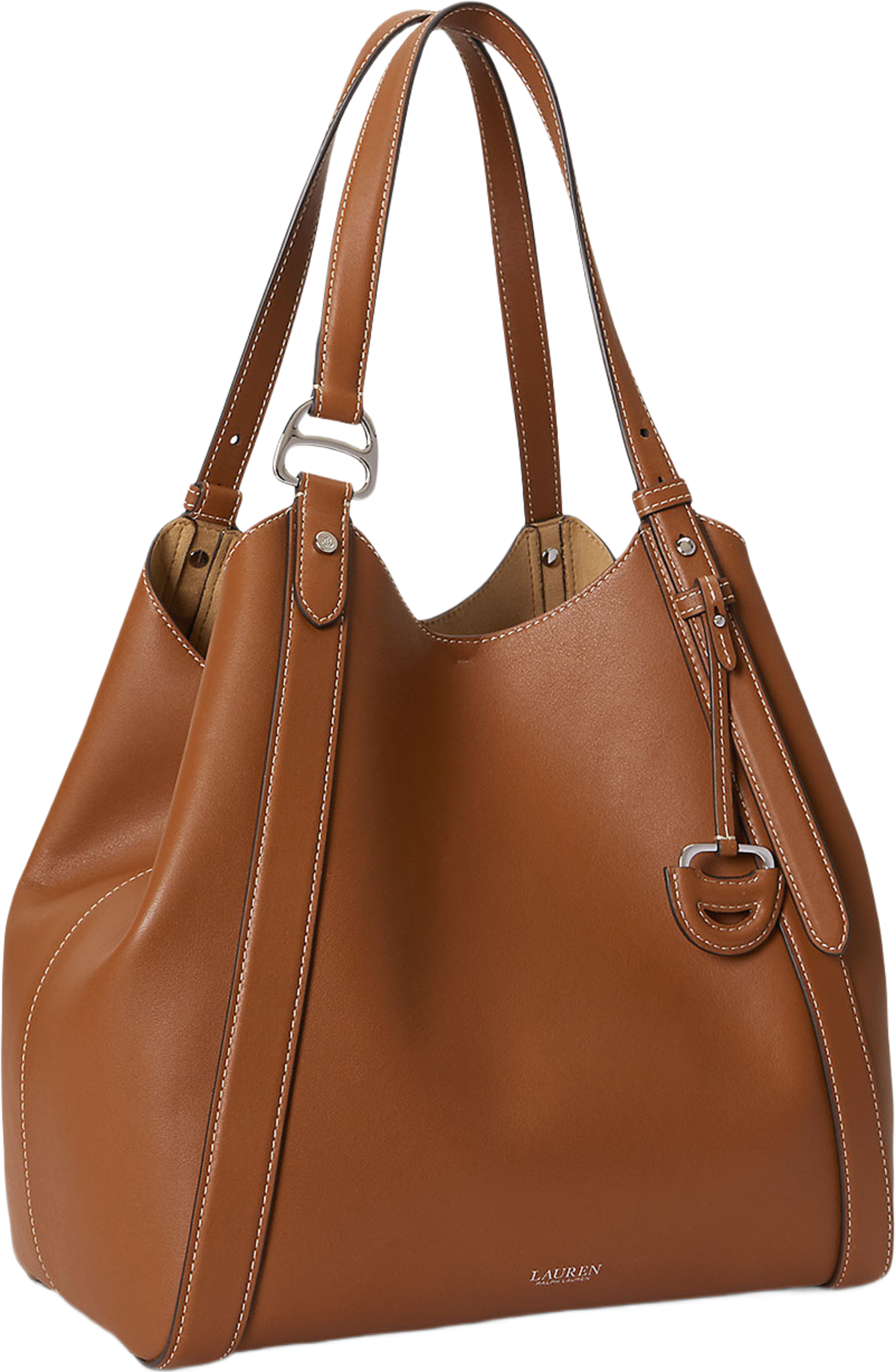 Nappa Leather Large Tasha Tote Bag, från Lauren Ralph Lauren, i färgen Lauren Tan. Klicka för att öppna bilden i stort format