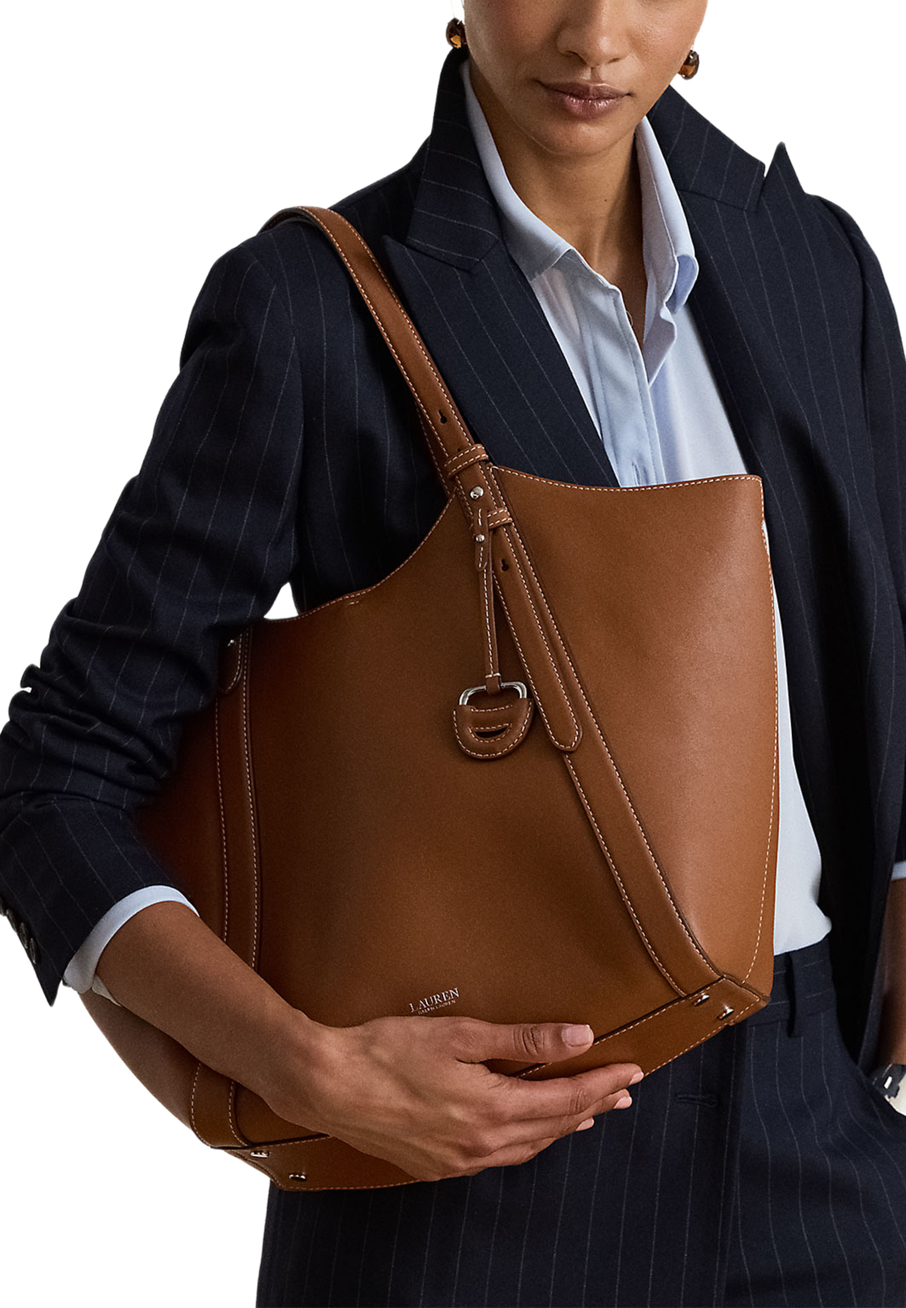 Nappa Leather Large Tasha Tote Bag, från Lauren Ralph Lauren, i färgen Lauren Tan. Klicka för att öppna bilden i stort format