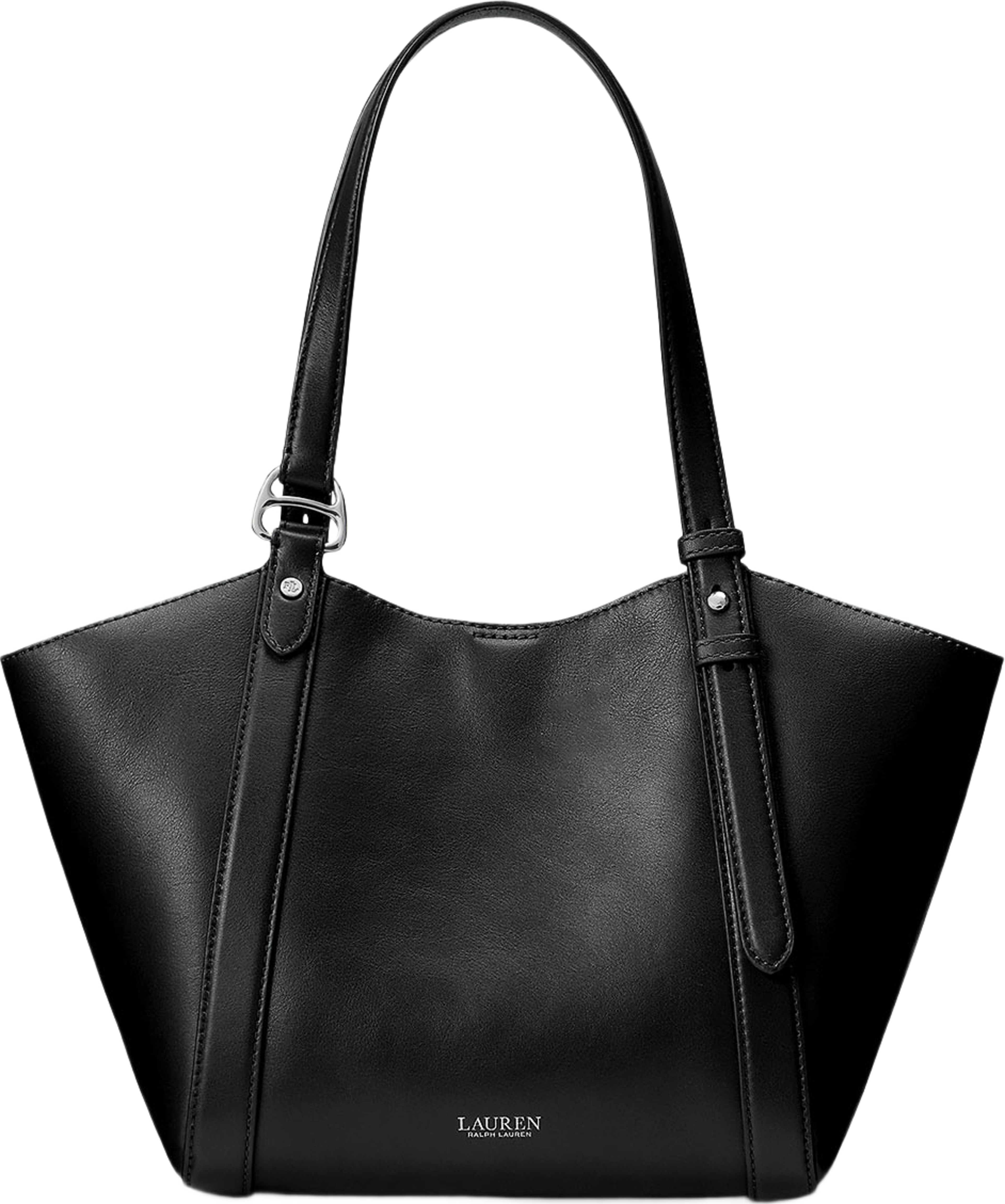 Nappa Leather Small Tasha Tote Bag, från Lauren Ralph Lauren, i färgen Black. Klicka för att öppna bilden i stort format