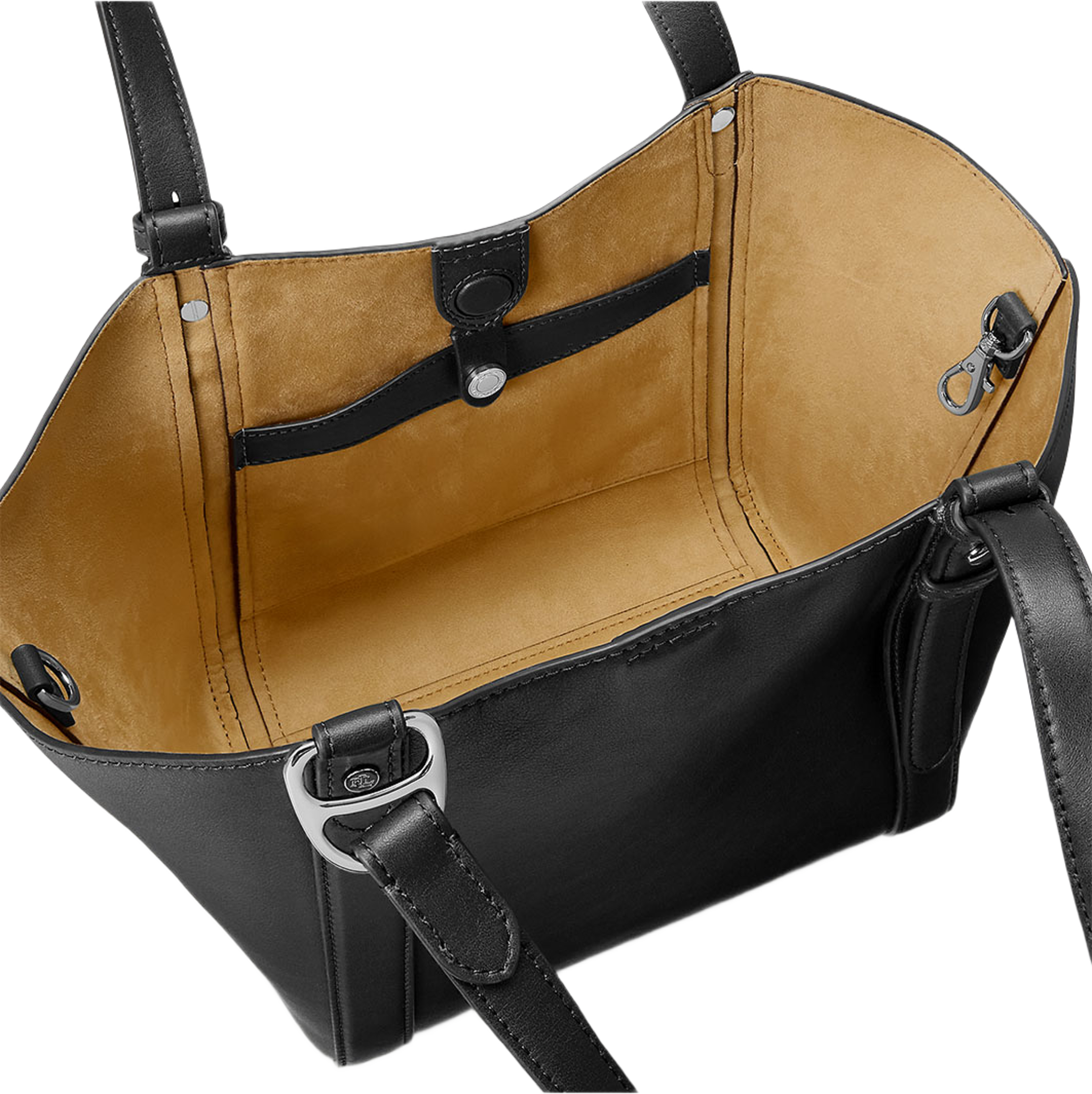 Nappa Leather Small Tasha Tote Bag, från Lauren Ralph Lauren, i färgen Black. Klicka för att öppna bilden i stort format