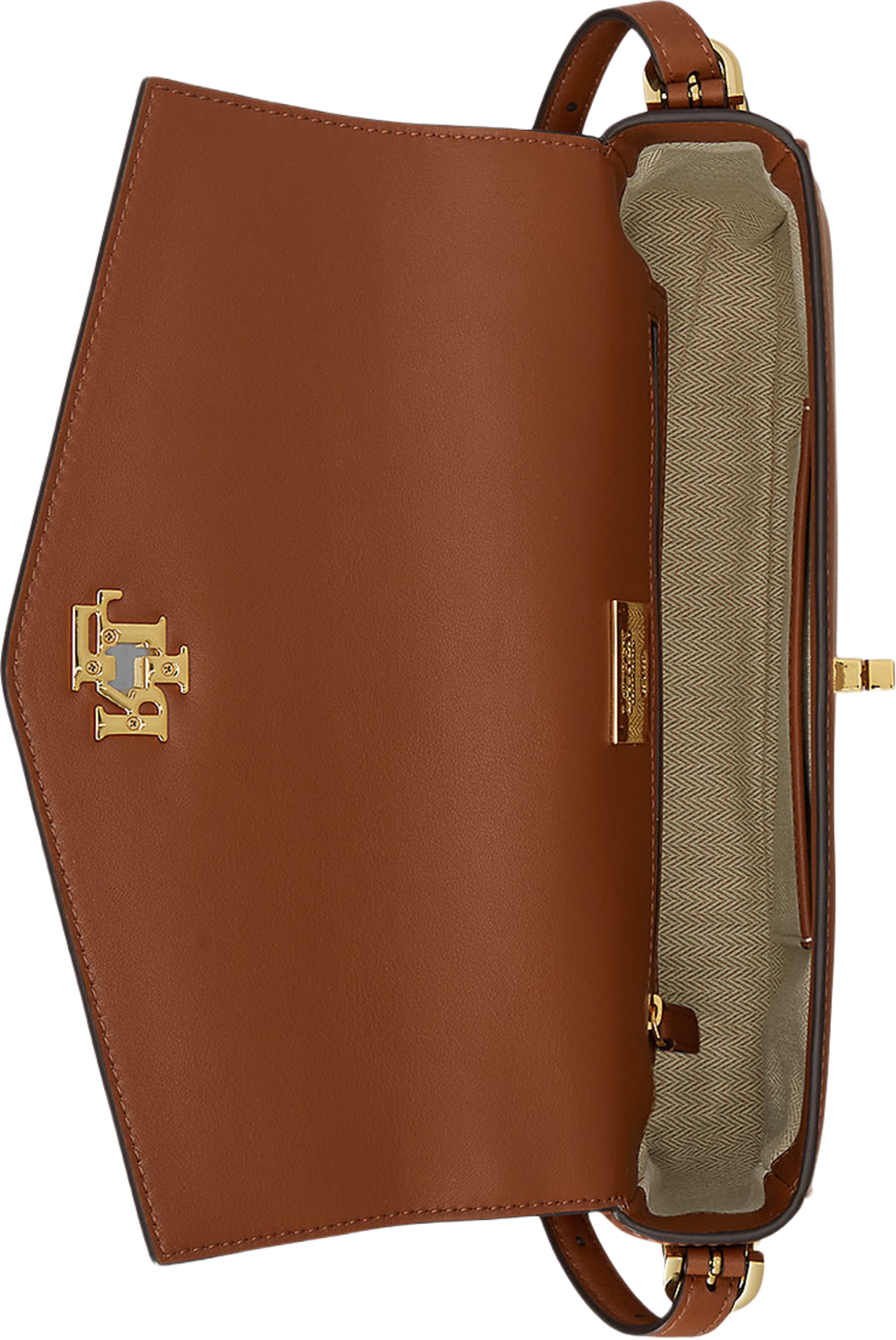 Nappa Leather Medium Farrah Shoulder Bag, från Lauren Ralph Lauren, i färgen Lauren Tan. Klicka för att öppna bilden i stort format