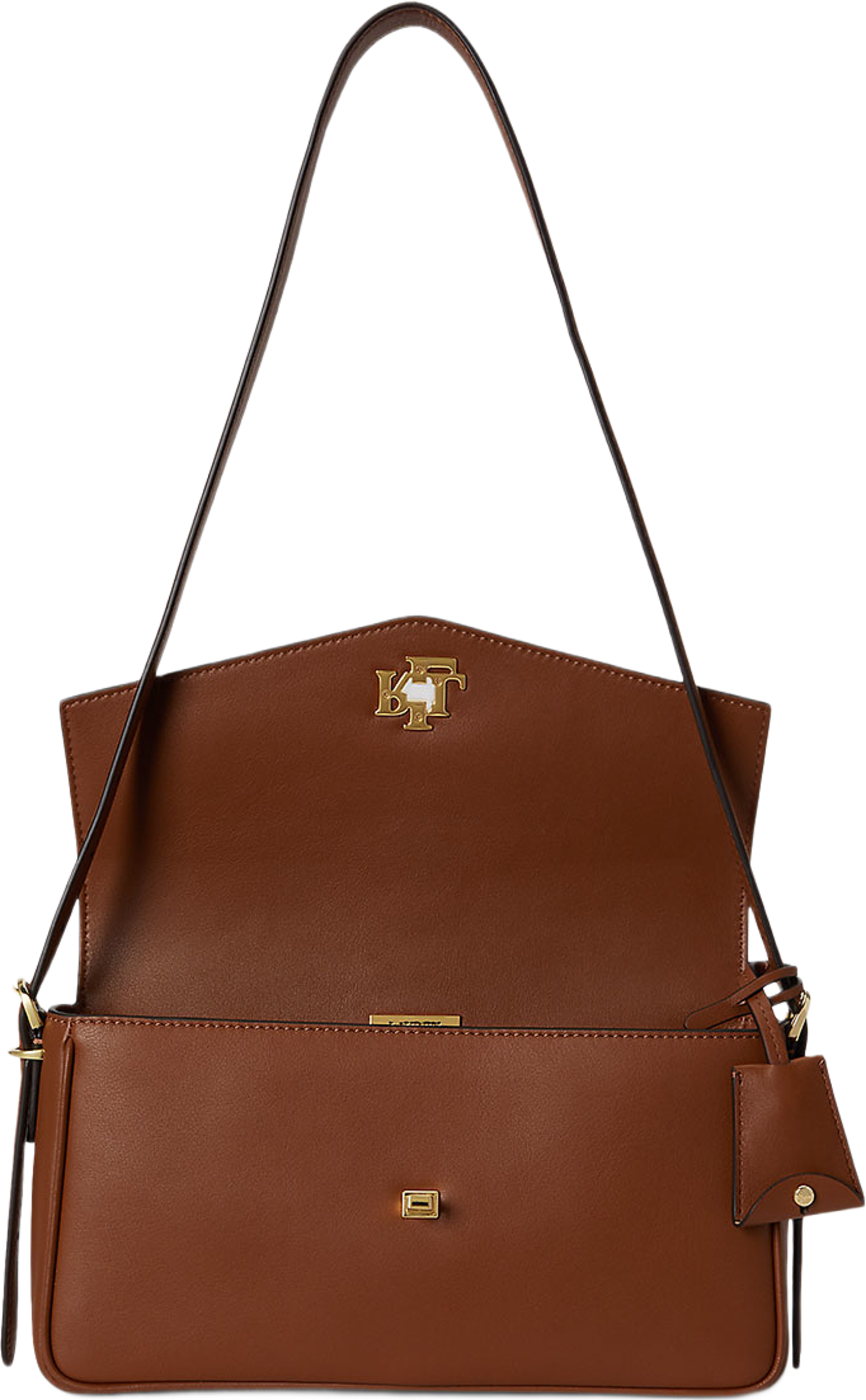 Nappa Leather Medium Farrah Shoulder Bag, från Lauren Ralph Lauren, i färgen Lauren Tan. Klicka för att öppna bilden i stort format