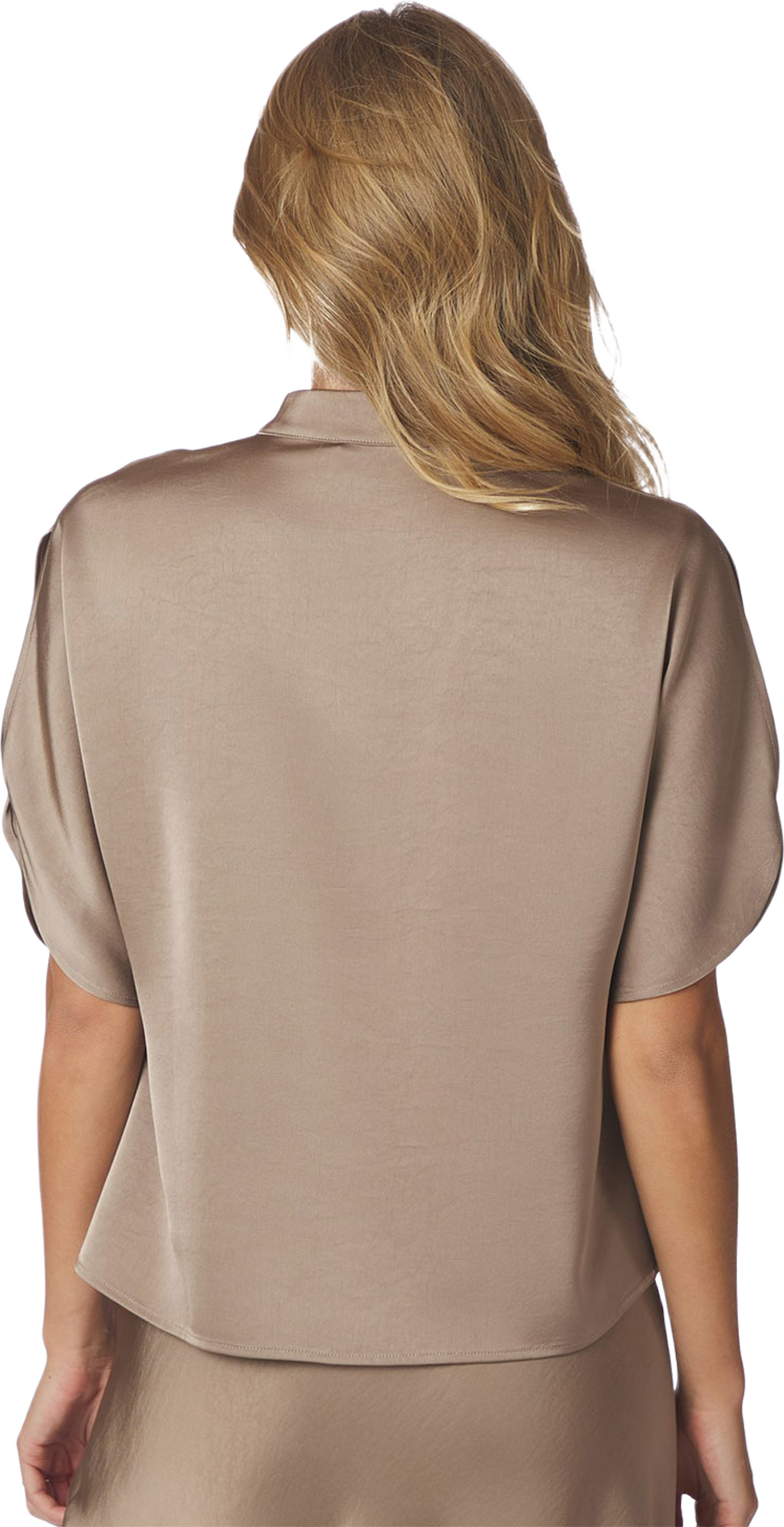 Anelle Heavy Sateen Blouse, från Neo Noir, i färgen Dark Taupe. Klicka för att öppna bilden i stort format