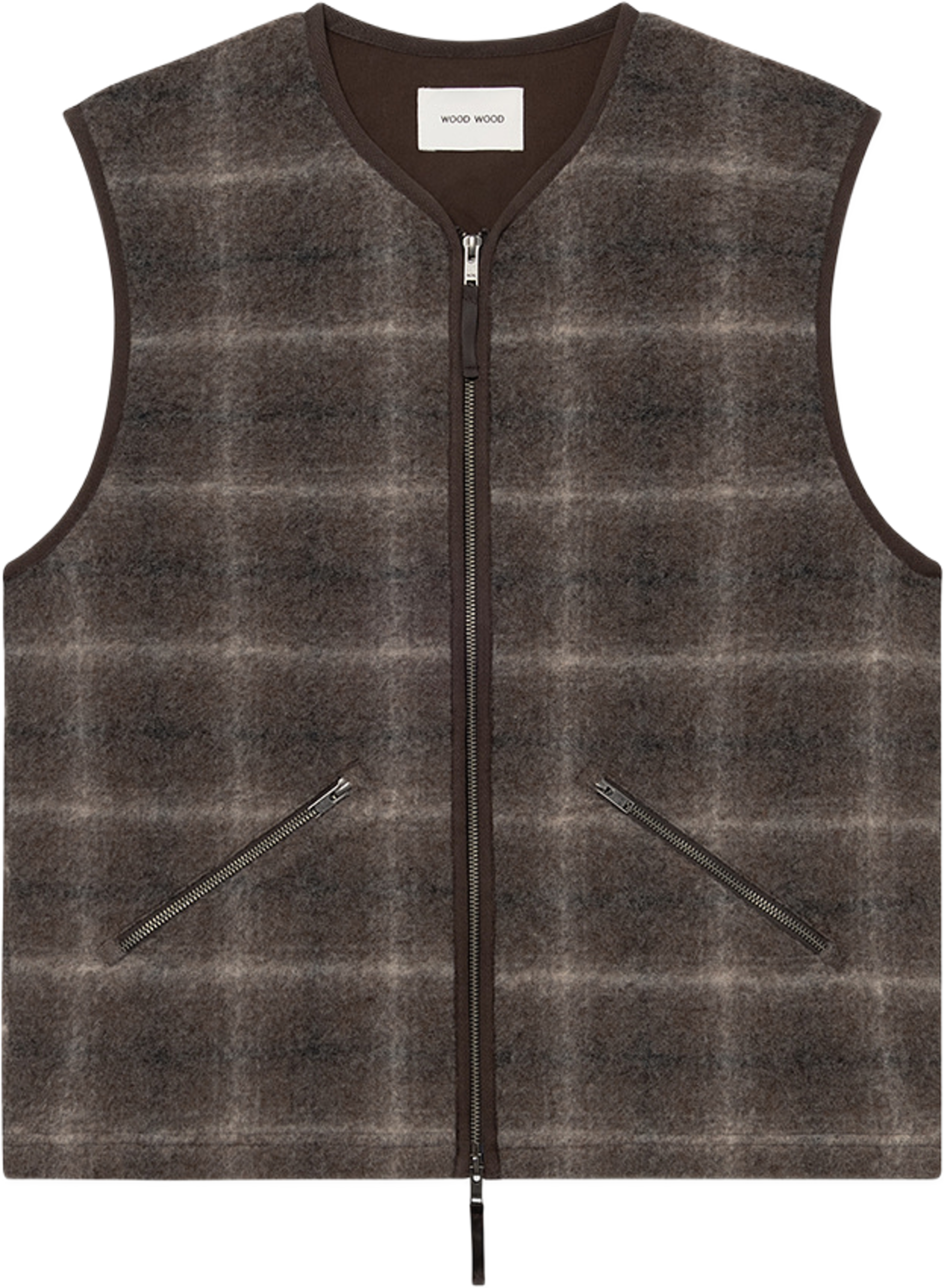 Eik vest, från Wood Wood, i färgen Delicioso Check. Klicka för att öppna bilden i stort format
