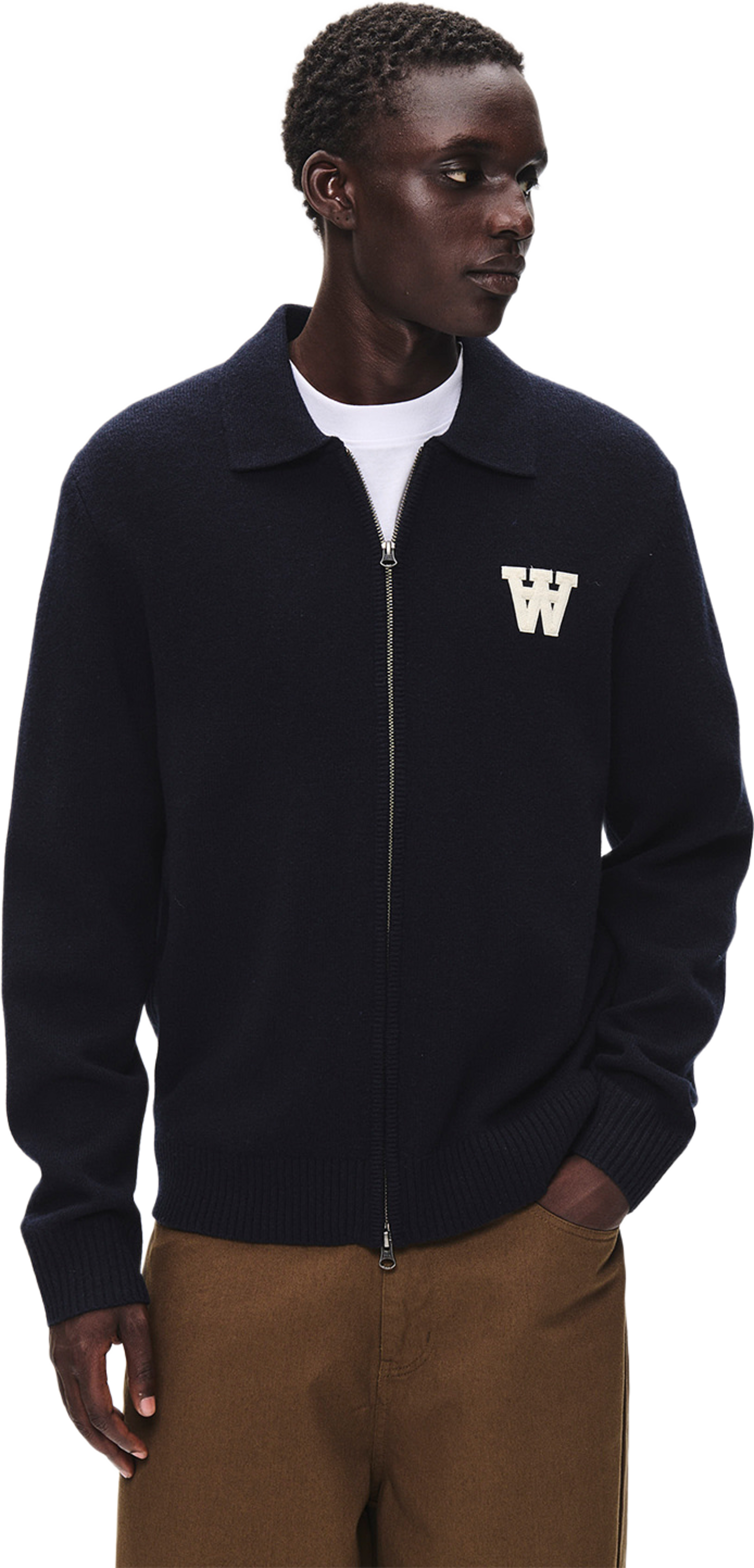 Tay zipper cardigan, från Wood Wood, i färgen Salute. Klicka för att öppna bilden i stort format