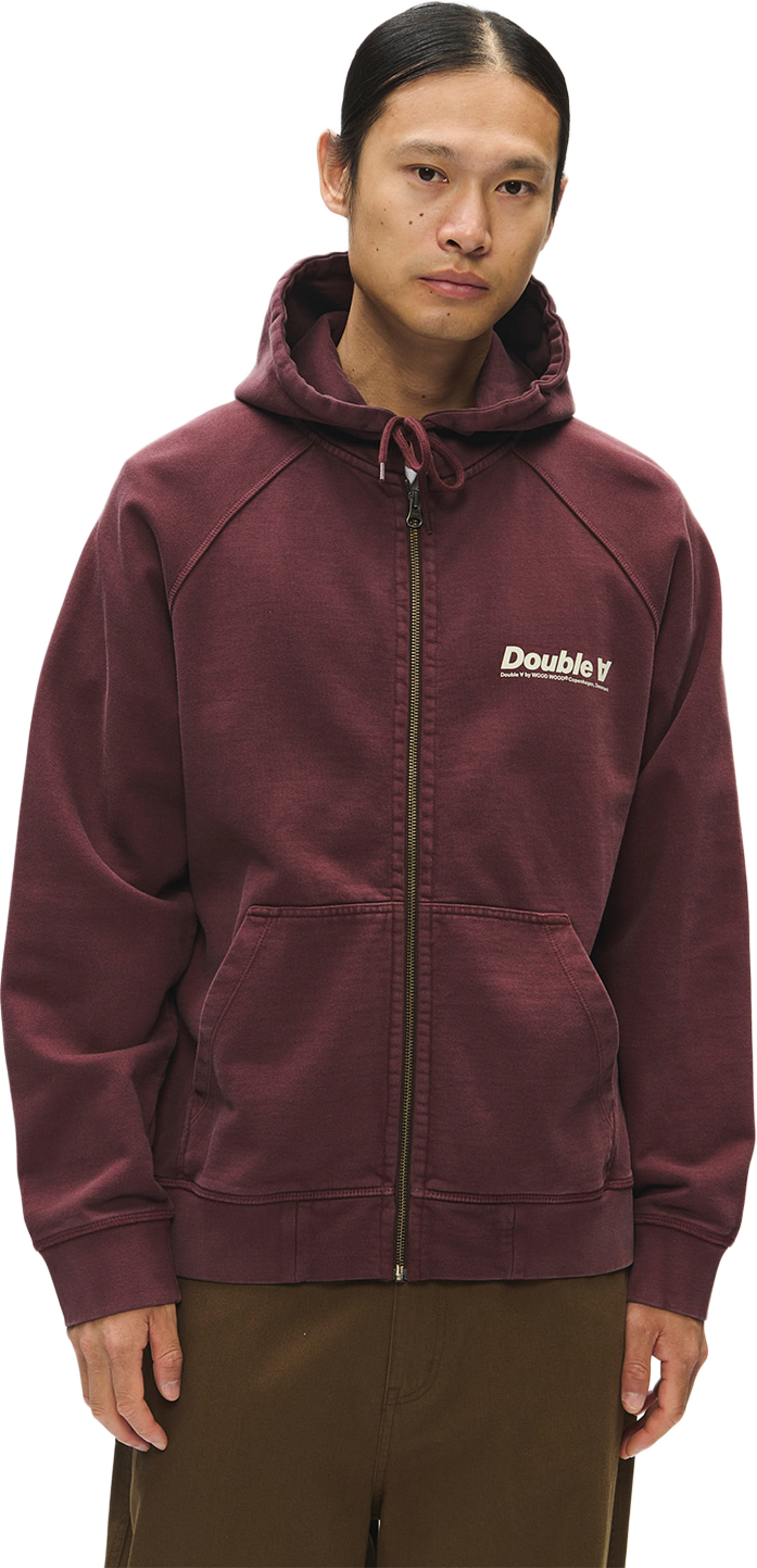 Sven zipper hoodie, från Wood Wood, i färgen Decadent Chocolate. Klicka för att öppna bilden i stort format