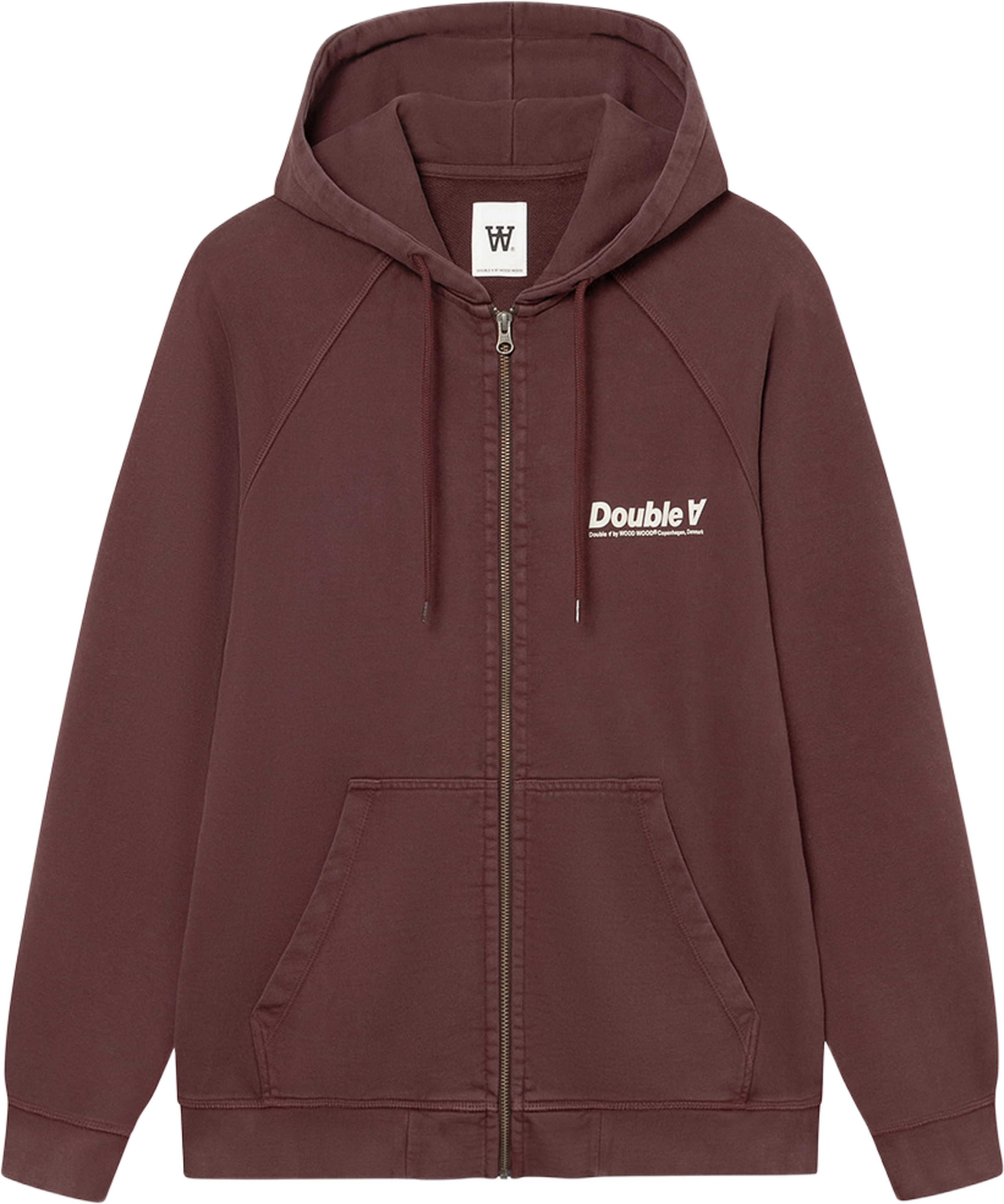 Sven zipper hoodie, från Wood Wood, i färgen Decadent Chocolate. Klicka för att öppna bilden i stort format