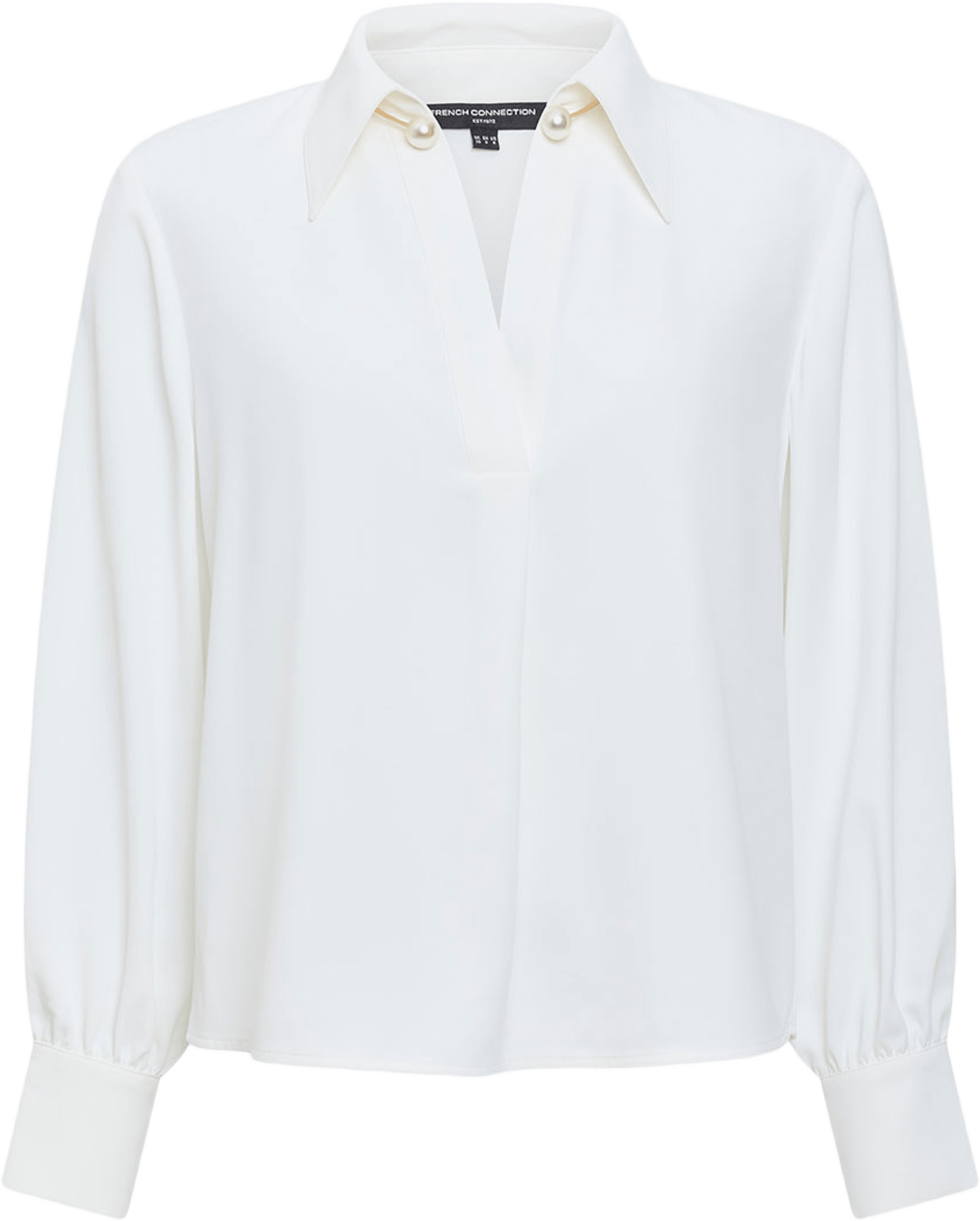 Arezzo Pearl Trim Shirt, från French Connection, i färgen Winter White. Klicka för att öppna bilden i stort format