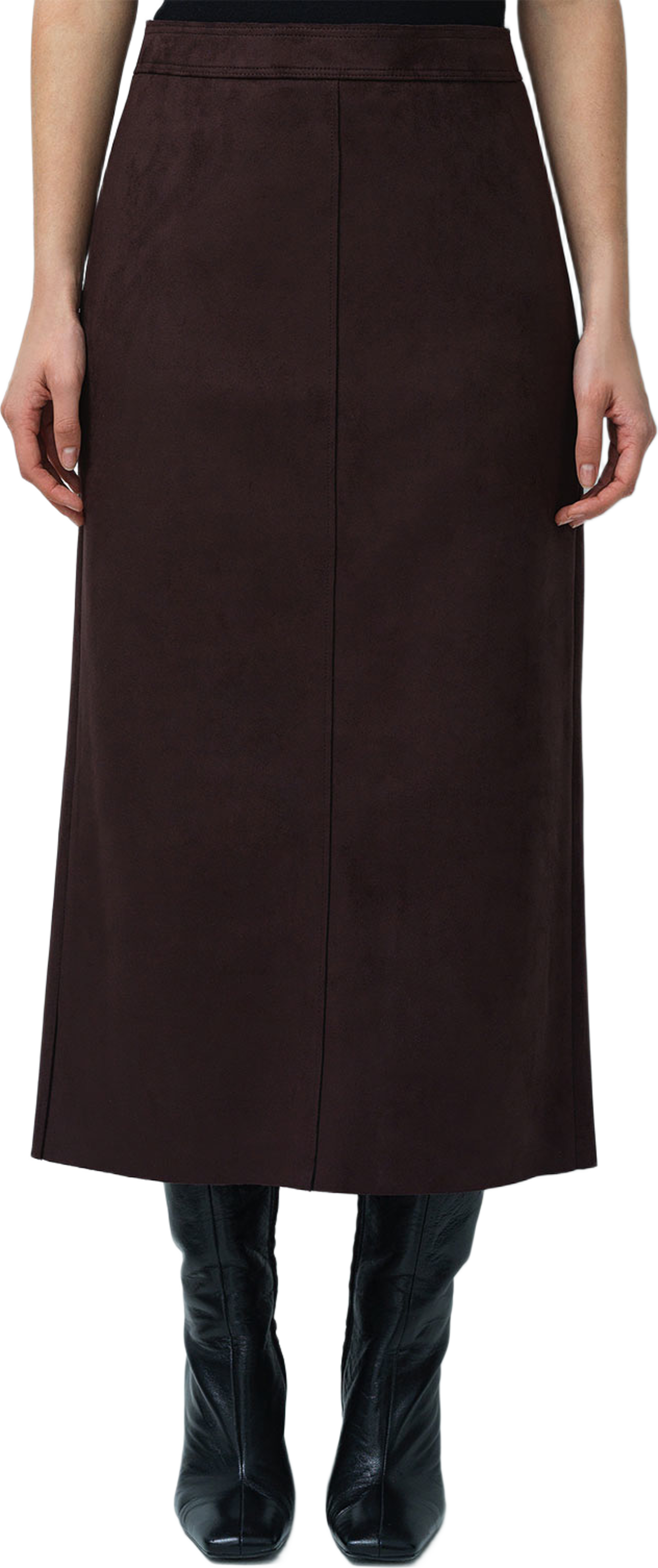 Laney Faux Suede Midi Skirt, från French Connection, i färgen Mocha Brown. Klicka för att öppna bilden i stort format