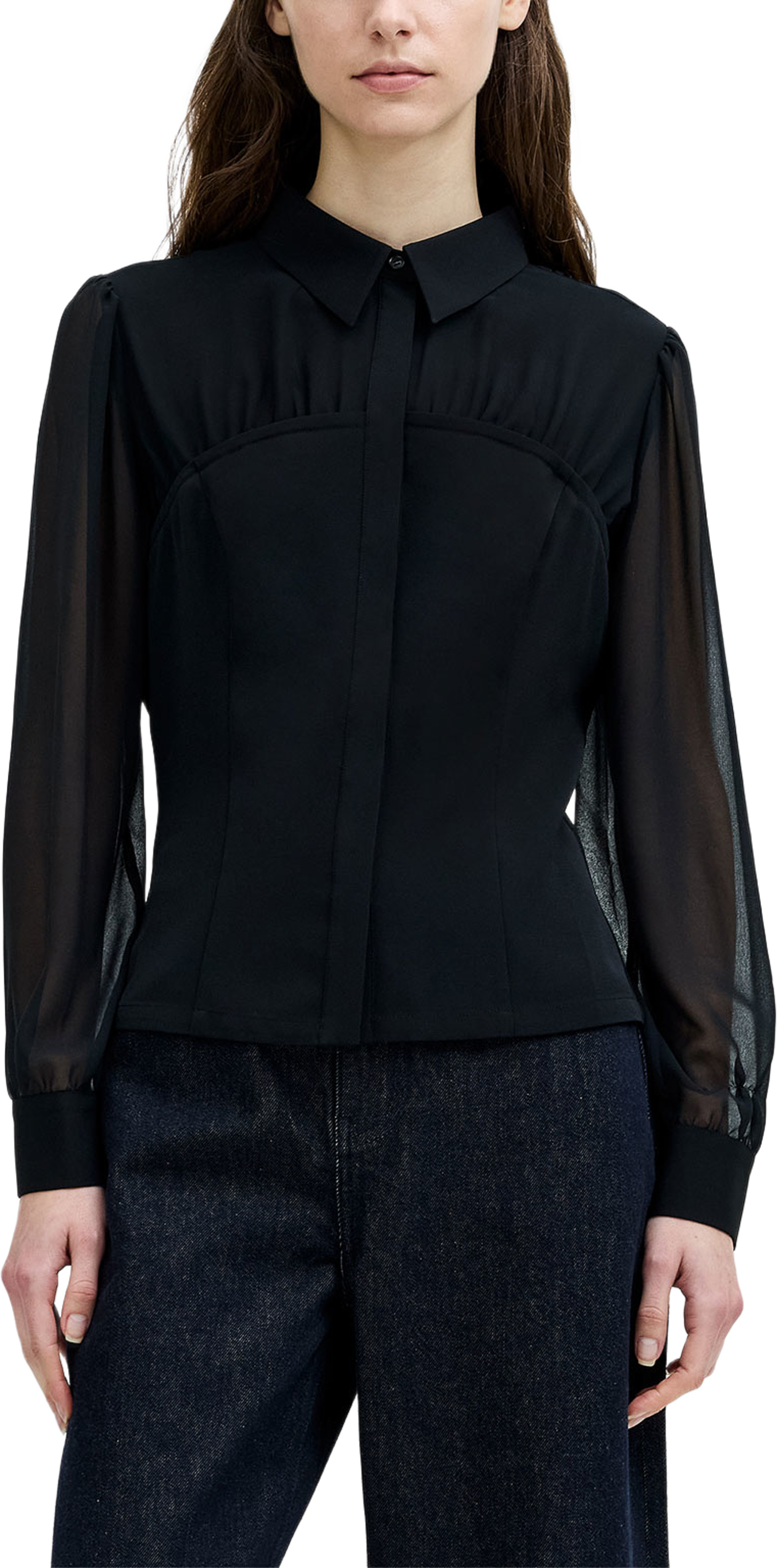 Arezzo Corset Detail Shirt, från French Connection, i färgen Black. Klicka för att öppna bilden i stort format