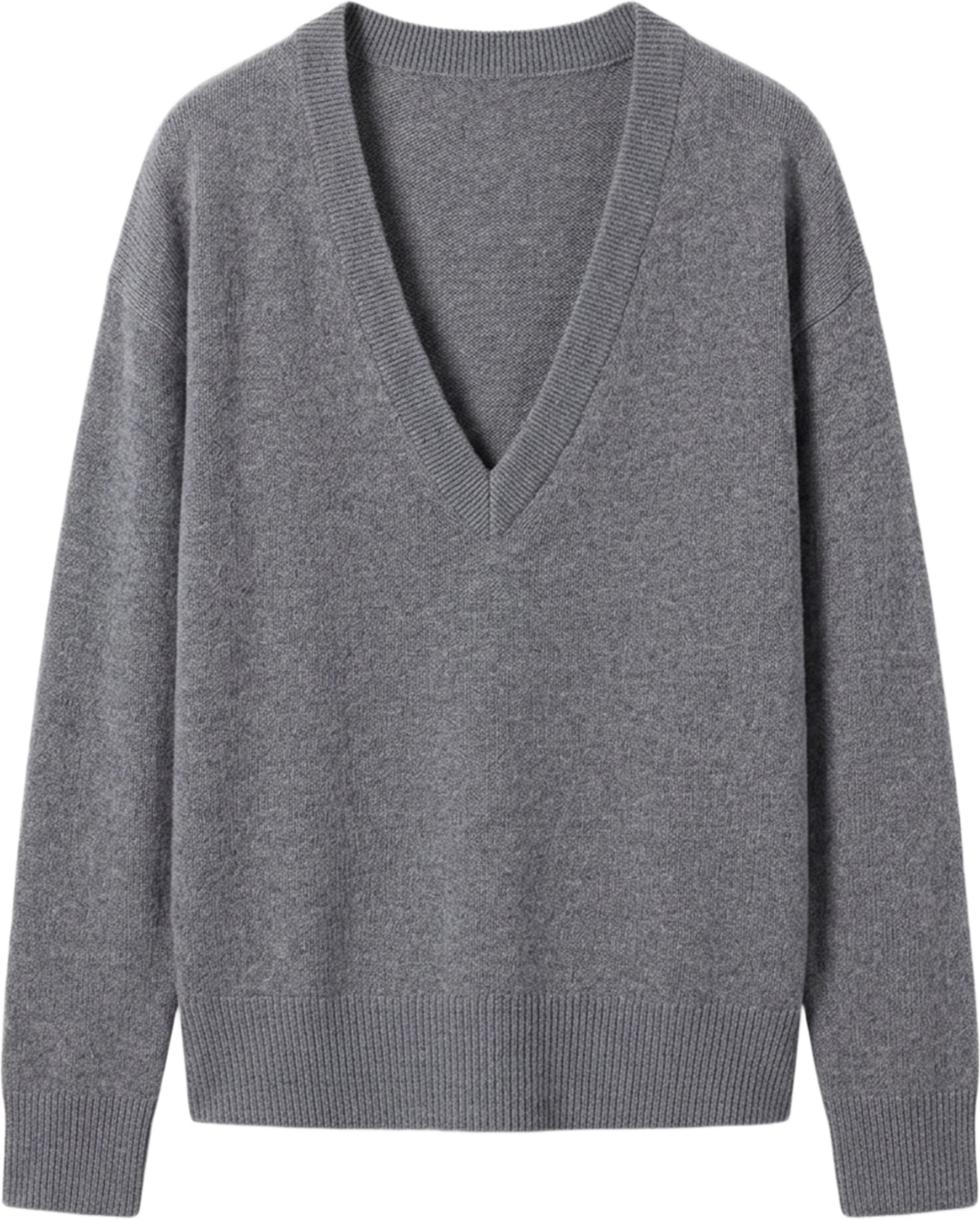 Soft Wool V-Neck Knit, från Dagmar, i färgen Light Grey Melange. Klicka för att öppna bilden i stort format