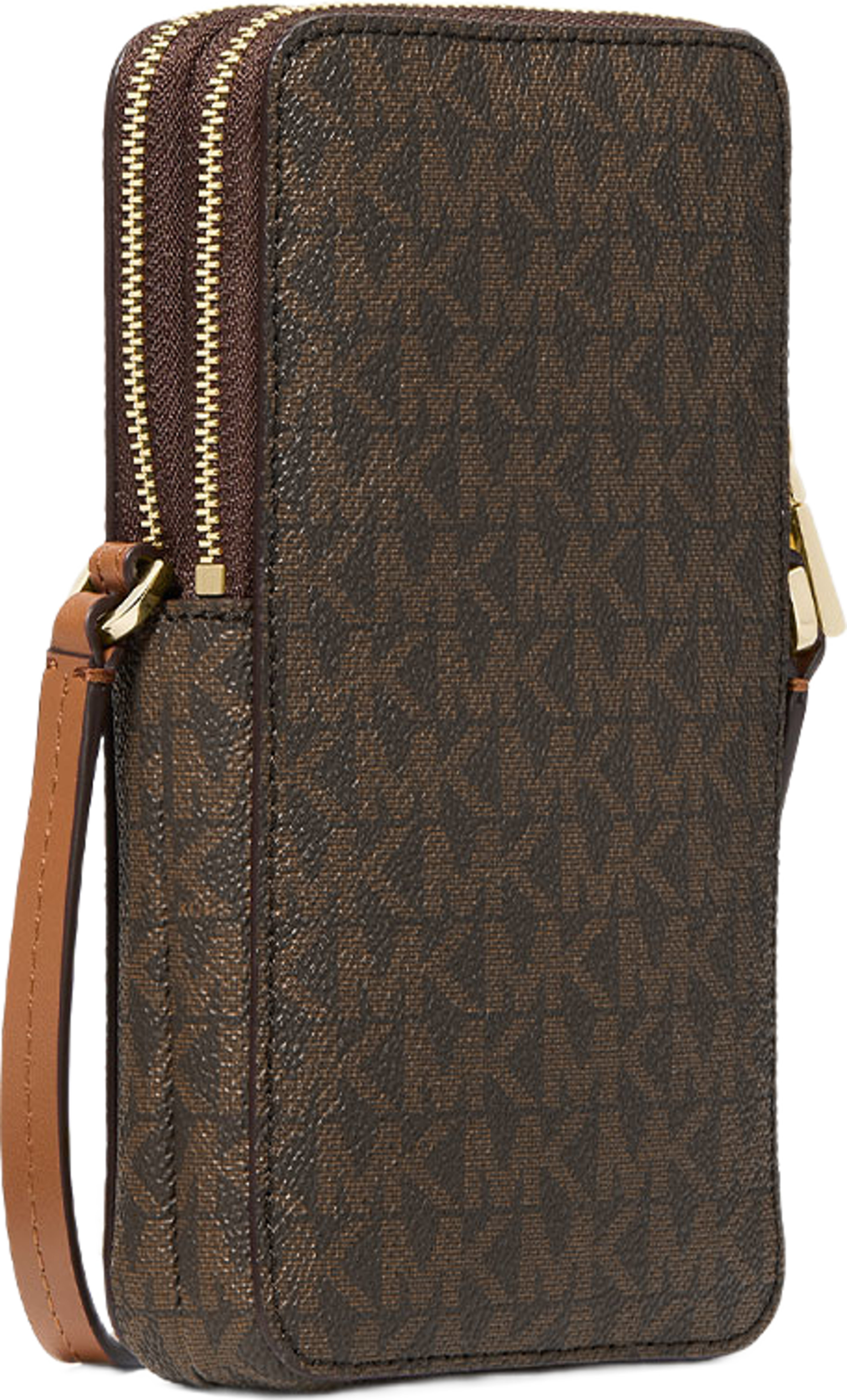 Small Doubl Zip Phone Crossbody Bag, från Michael Kors, i färgen Brn/Acorn. Klicka för att öppna bilden i stort format